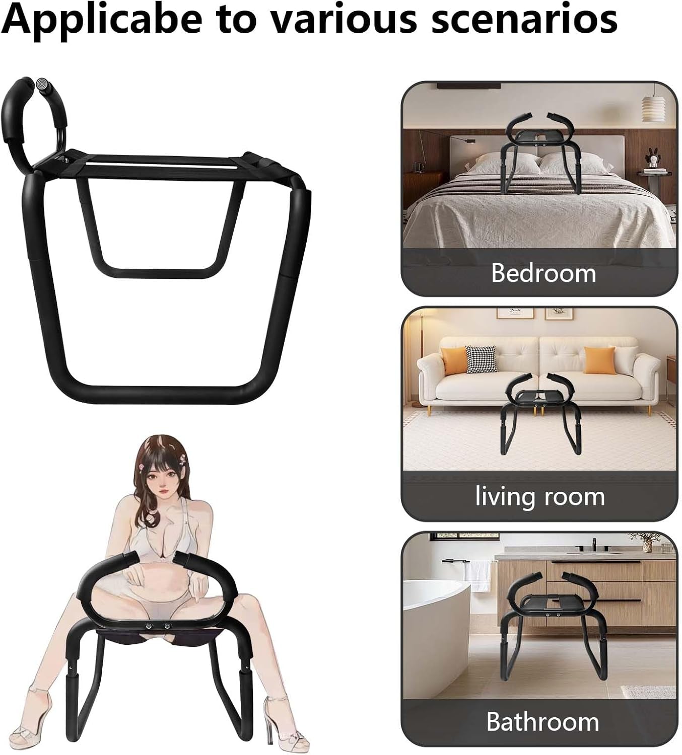 Sex Chair Position Enhancer Chair for Bedroom Bounce Stool,Sex Furniture Stools for Love Life,Sex Swivel Chair Sex Toys with Handles for Men Women Couple - SinfulX - 