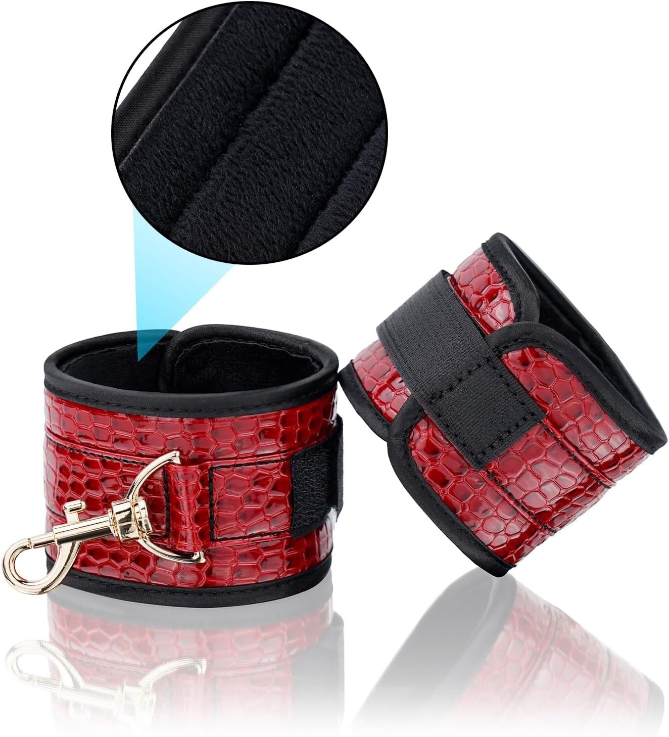 Spreader Bar Heavy Duty Stainless Steel Expandable Bar Home Gym with 4Pcs Furry Crocodile Red Adjustable Strap,Sports Aid Training Pilates Aid Kit,Indoor Yoga Set - SinfulX - 