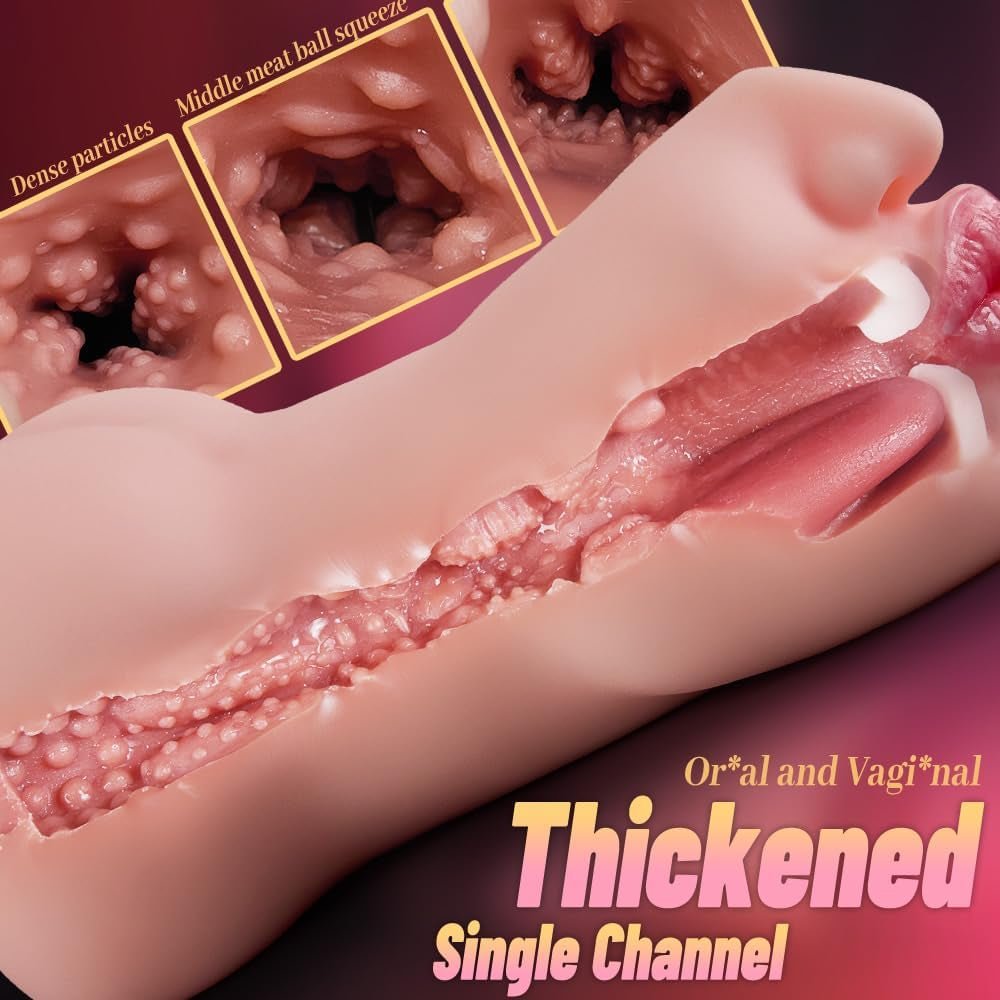 Realistic Pocket Pussy Male Masturbator,Oral Sex Toy with Thick Flesh and 5D Deep Vagina Mouth Adult Toy,Lifelike Male Stroker Pussy Masturbators Blowjob Adult Sex Toys for Man Masturbation Pleasure - SinfulX - 