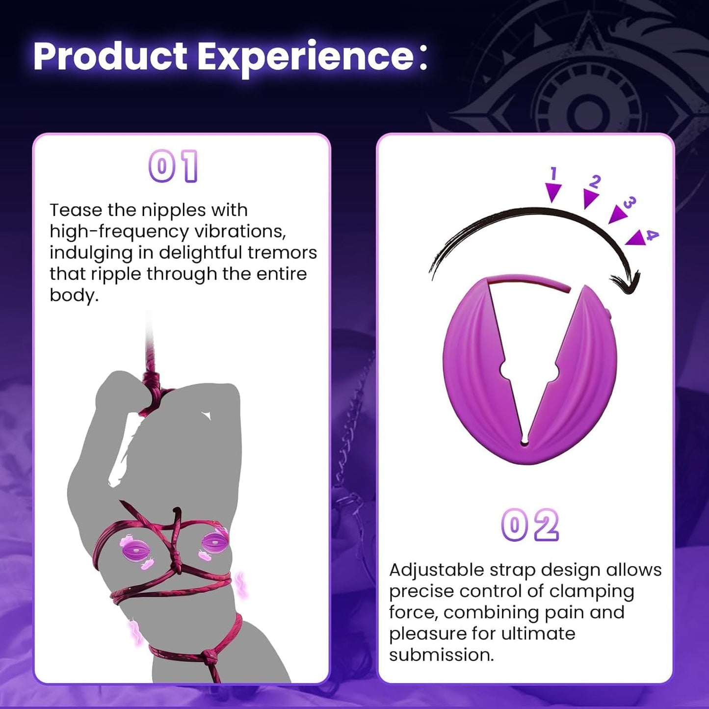 BDSM Vibrating Nipple Clamps, Small and Thin Nipple Vibrator for Women Couples, Adult Sex Toys & Games, Remote Control Lightweight Wearable Nipple Toys with 10 Modes