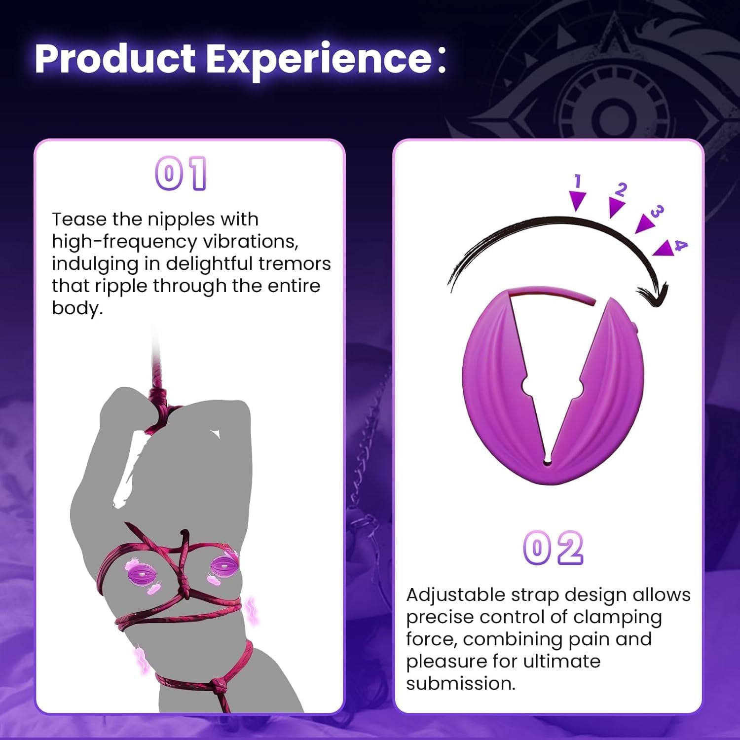 BDSM Vibrating Nipple Clamps, Small and Thin Nipple Vibrator for Women Couples, Adult Sex Toys & Games, Remote Control Lightweight Wearable Nipple Toys with 10 Modes