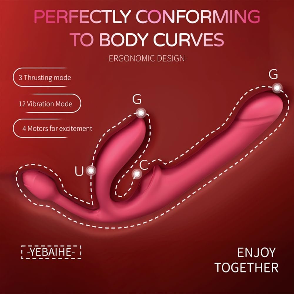 QuadSync Triple Head Strapless Strap On Vibrator - SinfulX - Personal Care > Sexual Wellness > Strapless Strap - On