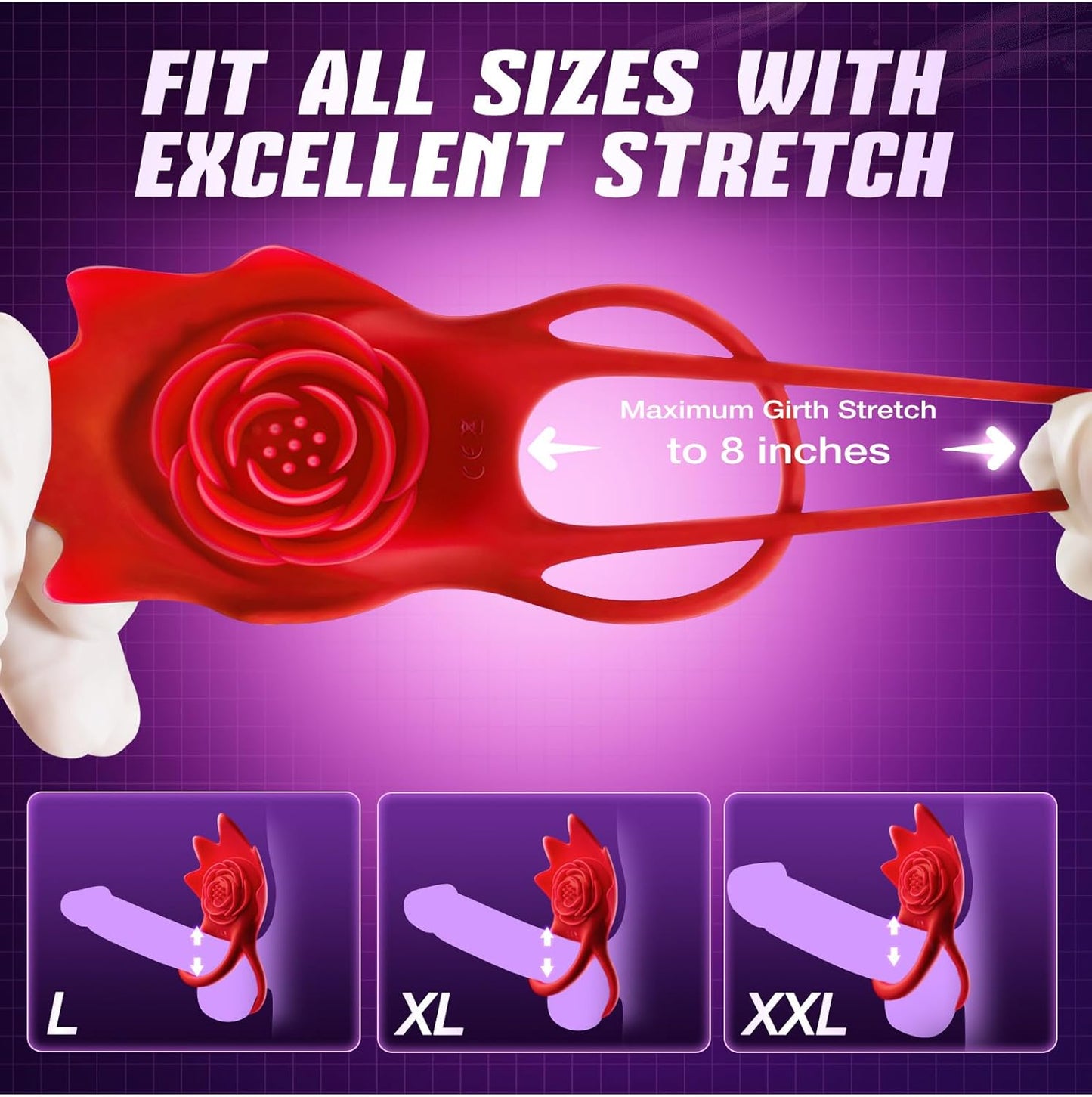 PetalSync Rose AI Cock Ring Clit Stimulator App Control 9 Modes - SinfulX - Personal Care > Sexual Wellness > Couples Cock Ring
