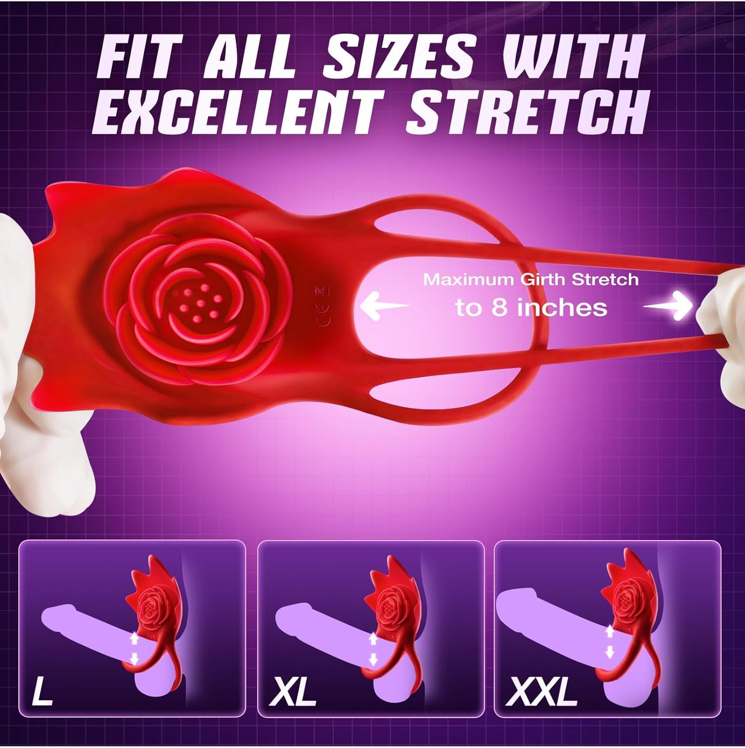 PetalSync Rose AI Cock Ring Clit Stimulator App Control 9 Modes - SinfulX - Personal Care > Sexual Wellness > Couples Cock Ring