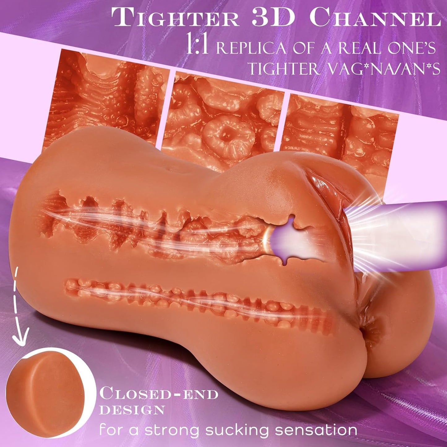 Brown Realistic Pocket Pussy Sex Toys for Men, Male Masturbator Sex Doll Stroker with 3D Deep Textured Vagina & Tight Anus Male Adult Sex Toys, Portable Fake Pussy Ass Toy for Man Masturbation Orgasm - SinfulX - 