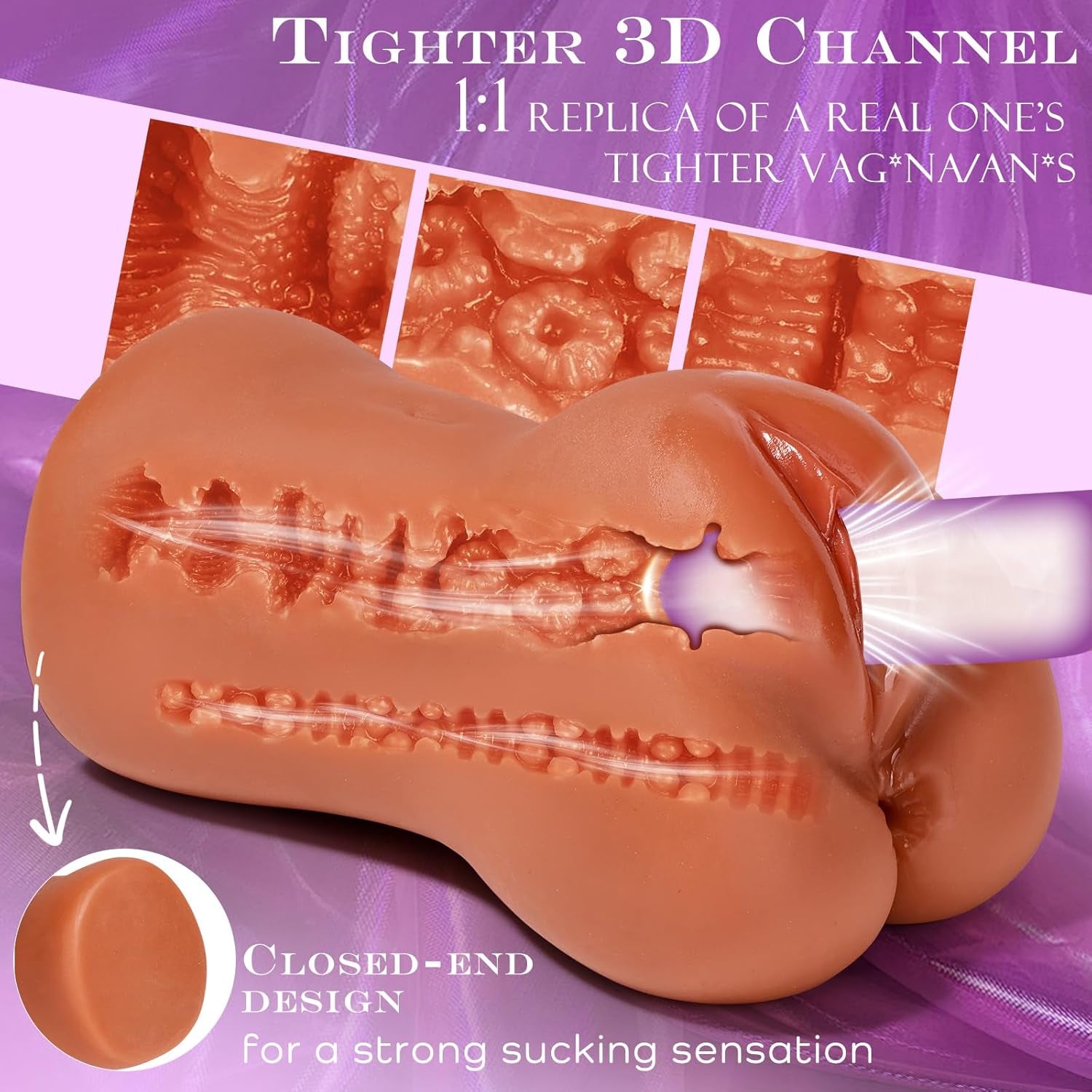 Brown Realistic Pocket Pussy Sex Toys for Men, Male Masturbator Sex Doll Stroker with 3D Deep Textured Vagina & Tight Anus Male Adult Sex Toys, Portable Fake Pussy Ass Toy for Man Masturbation Orgasm - SinfulX - 