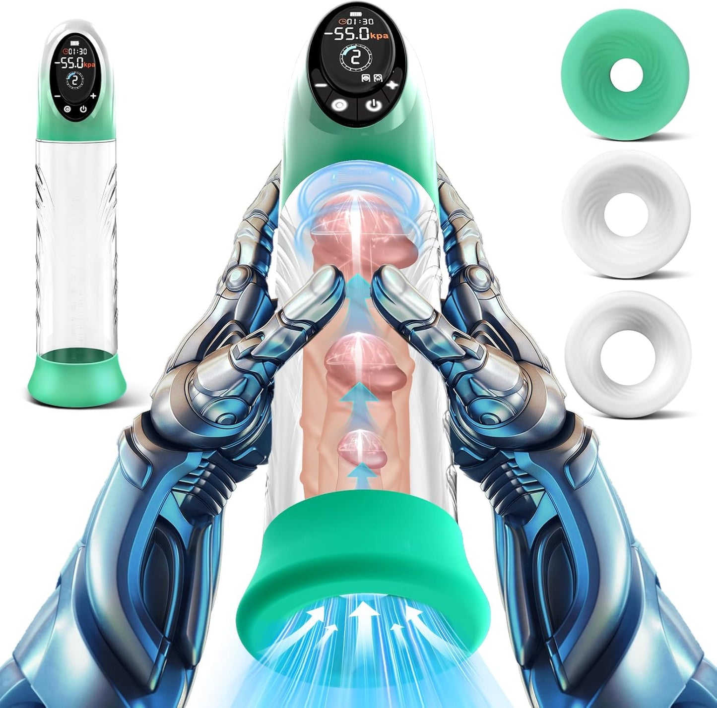 Male Sex Toy Electric Penis Pump - Vacuum Male Masturbators Sex Toys for Men with LCD Display, 9 Suction & 4 Pressure Modes for Stronger Bigger Erection, Pumps & Enlargers Blowjob Male Stroker - SinfulX - 
