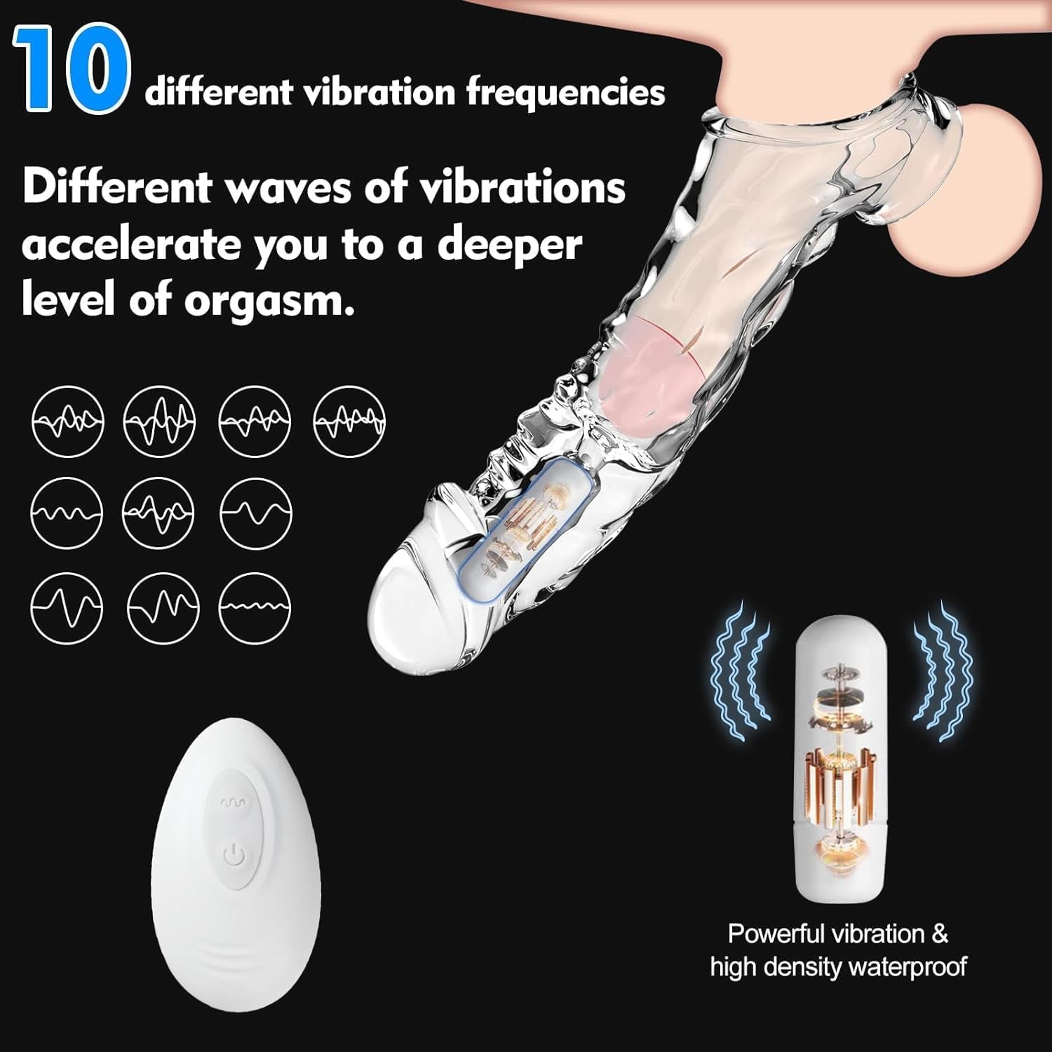 Penis Sleeve Reusable and Cock Sleeve Vibrator Set - 9 Inch Multifunctional Cock Sleeve Penis Enlarger, 3 Styles10 Vibration Modes Delay Ejaculation Enhance Erection Penis Extender Sex Toy for Couples - SinfulX - 