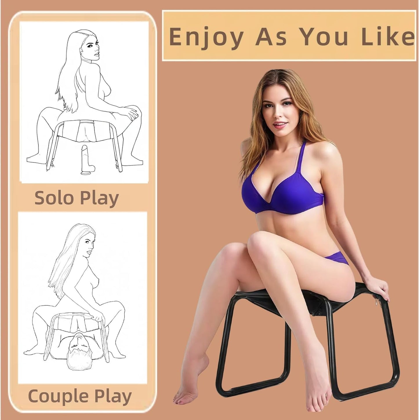 Sex Chair Multifunction Sex Position Enhancer Chair，Easy to Assemble，350 Lbs Weight Capacity, Portable & Adjustable Novelty Toy for Couples for Multiple Positions - SinfulX - 