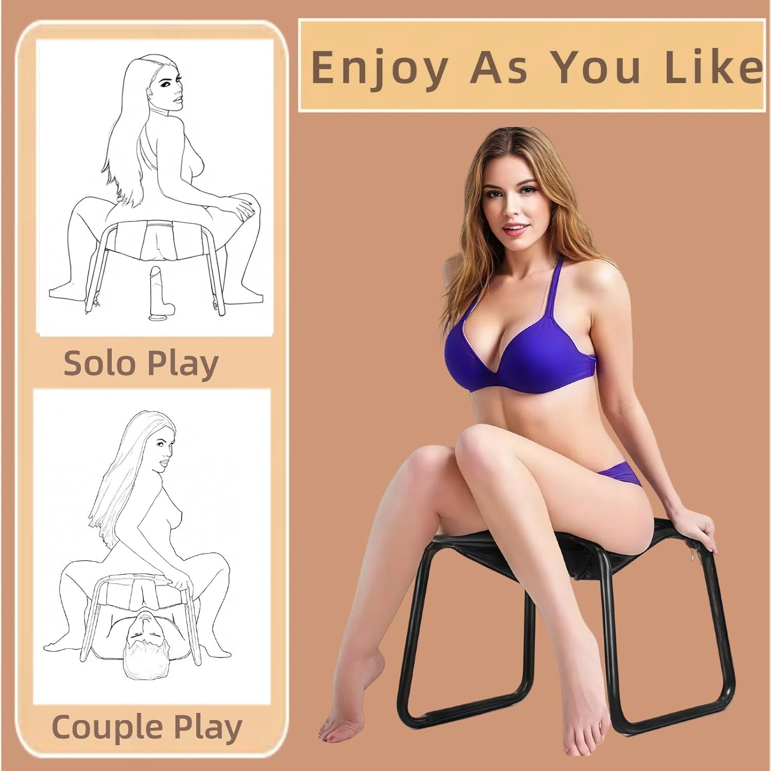 Sex Chair Multifunction Sex Position Enhancer Chair，Easy to Assemble，350 Lbs Weight Capacity, Portable & Adjustable Novelty Toy for Couples for Multiple Positions - SinfulX - 