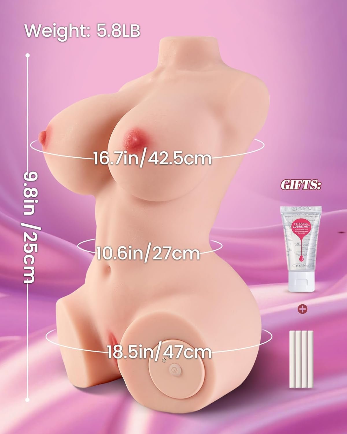 Vibrating Sex Doll Male Masturbator - 5.8LB Realistic Silicone Sex Doll Torso Pocket Pussy Automatic Male Masturbator with Vagina Anal Big Breasts Sexual Adult Sex Toys Pleasure for Men Masturbation - SinfulX - 