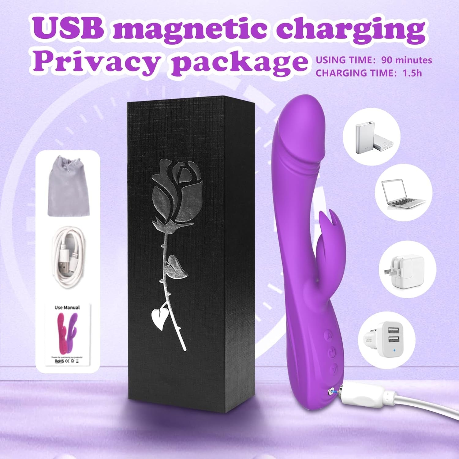 VantaWave Rabbit Vibrator 49 Modes Dual Motor Waterproof - SinfulX - 