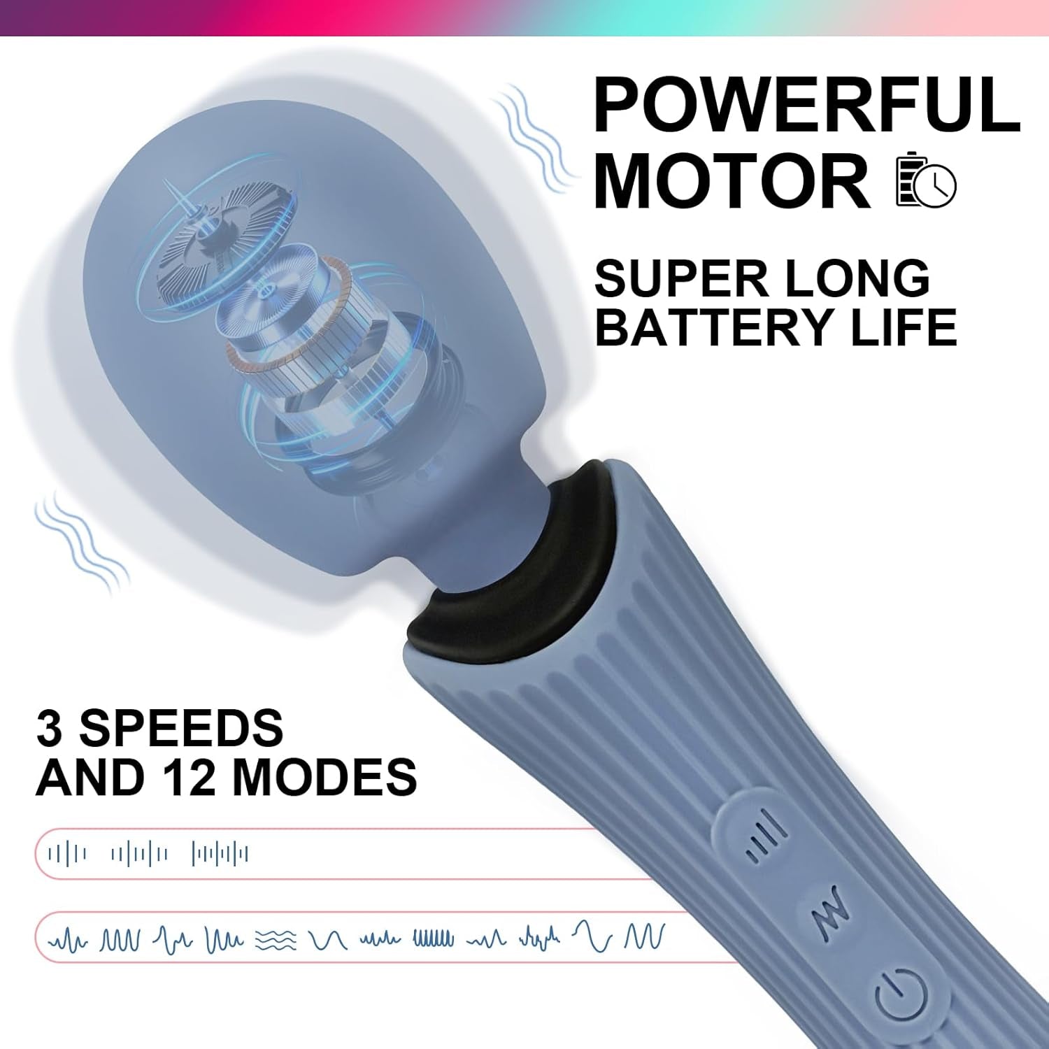 AquaLock Waterproof Wand Vibrator 12 Modes - SinfulX - Personal Care > Sexual Wellness > Wand Vibrator