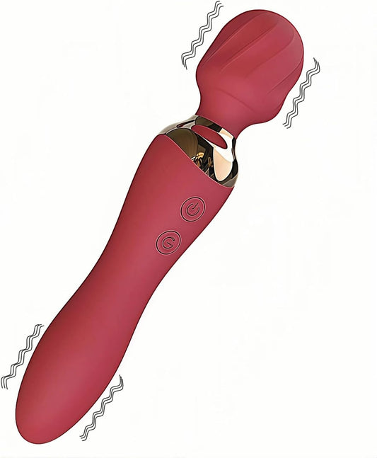 2-In-1 Wand Massager for Women Rechargeable Waterproof Quiet Vibrator with 12 Speeds Powerful Clit Stimulator, G Spot Vibrating Dildo Adult Sex Toy for Personal Couples Pleasure and Travel