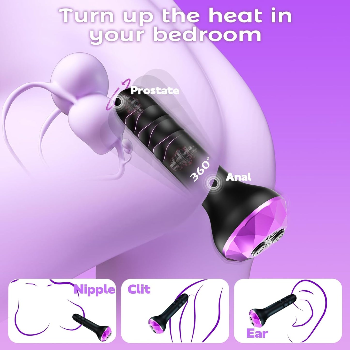 Vibrating Butt Plug Anal Toys, Prostate Massager with 10 Vibrating & Rotating Modes, Beginner - Friendly Anal Plug Sex Toys for Men & Women, 2 Motors Anal Dildo & G - Spot Vibrator Anal Beads Adult Toys - SinfulX - 