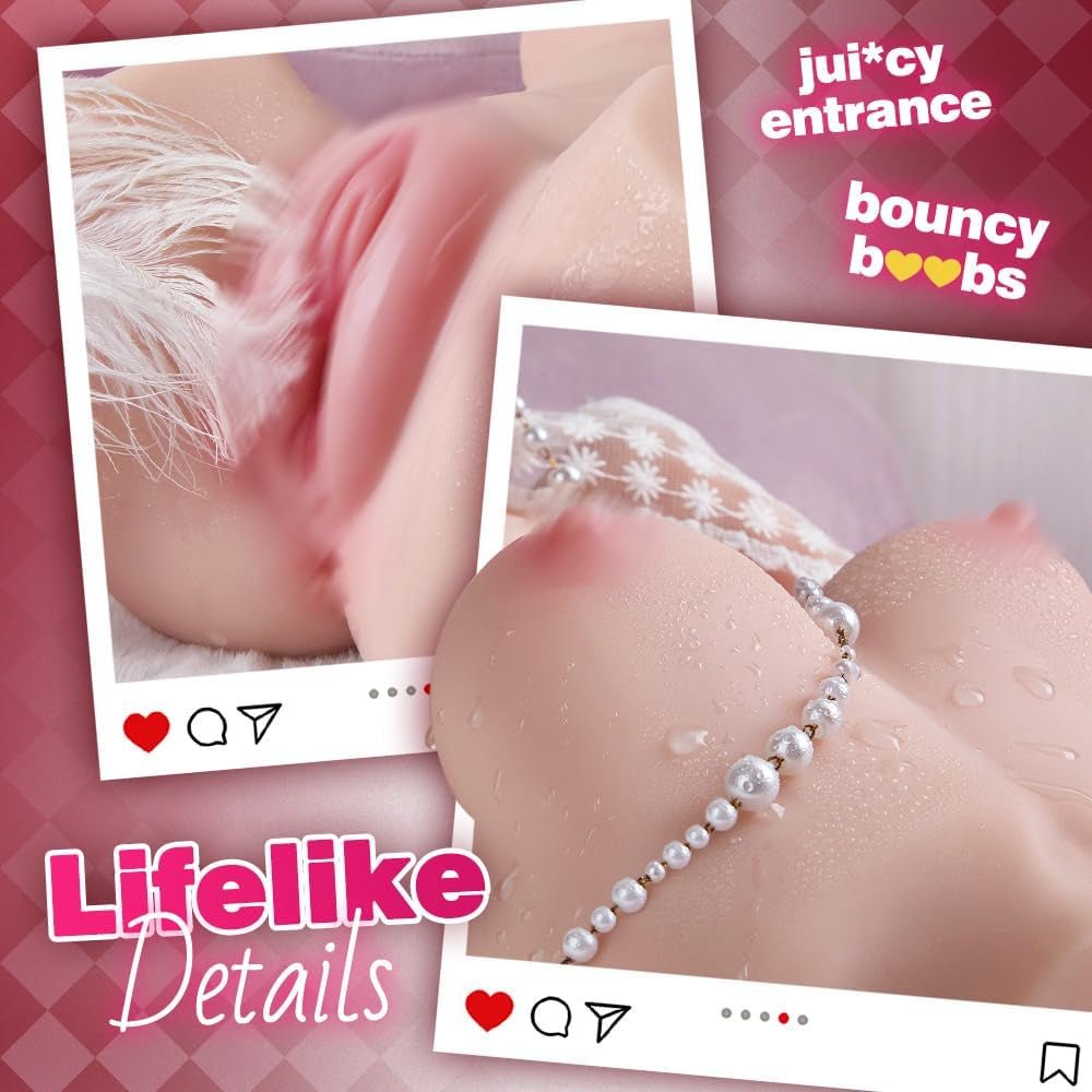Sex Doll Male Masturbator Torso Toy, 6LB Realistic Adult Mini Love Doll with Perky Chest, Dual Channels & Built - In Spine Support, Pocket Pussy Sex Toys for Men Masturbation - SinfulX - 