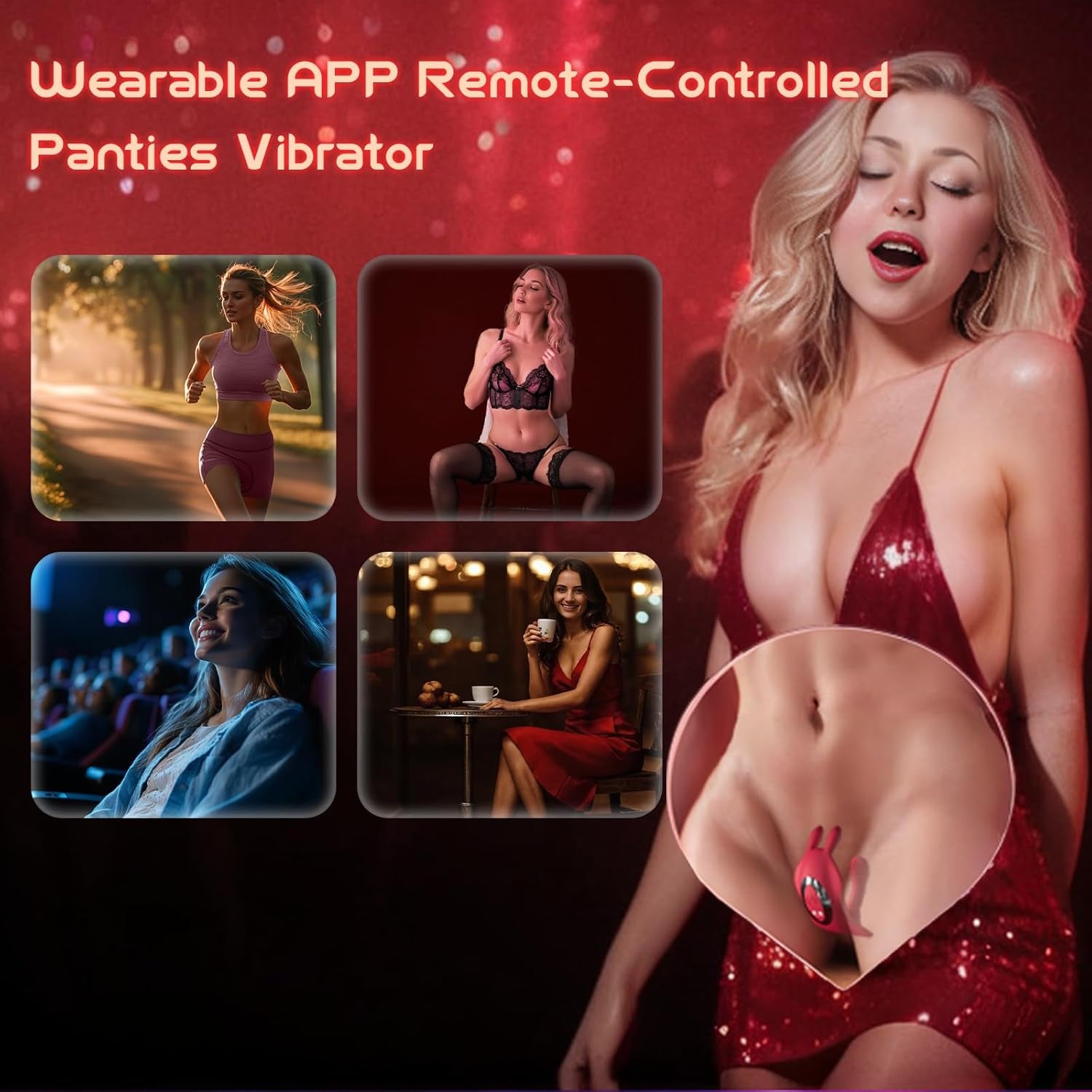 Couples App Remote Control Wearable Vibrator, Couple Women Adult Sex Toys, Long Distance Panty Vibrator with Rabbit Stimulator for G Spot Clitoral Penis Pleasure,  Female Kinky Sex Toy Game
