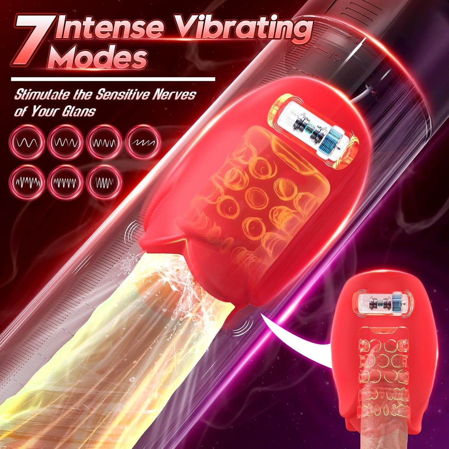 Sex Toys Electric Penis Pump - Male Sex Toys - Pumps & Enlargers Male Masturbator with 5 Suction Intensities & 7 Vibrating Modes, Dick Pump Penis Enlarger for Men Erection, Cock Pump with Pocket Pussy - SinfulX - 