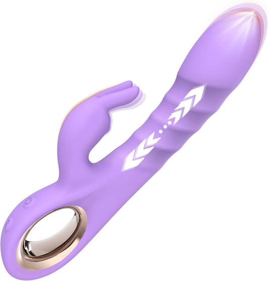 Adult Sex Toys for Women - G Spot Thrusting Dildo Rabbit Vibrators with 5 Thrusting & 10 Vibrating Modes - Realistic Silicone Dildos for Multiple Stimulation - Clitoris Stimulator for Woman