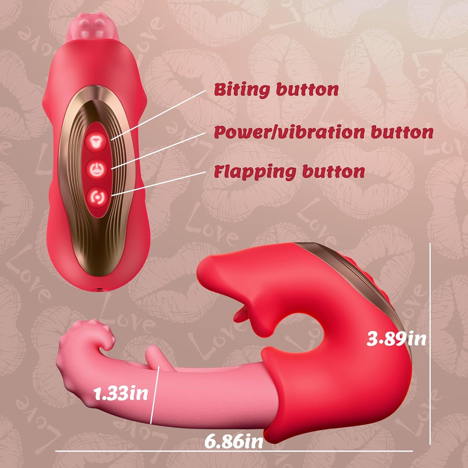 Vibrator Women Sex Toys, 3 in 1 G - Spot Vibrators with 10 Vibration, Flapping & Clamping Modes, Tongue Dildo Vibrator Adult Toys for Women, Clitoral & Nipple Stimulation Rose Toy Couples Sex Toys - SinfulX - 