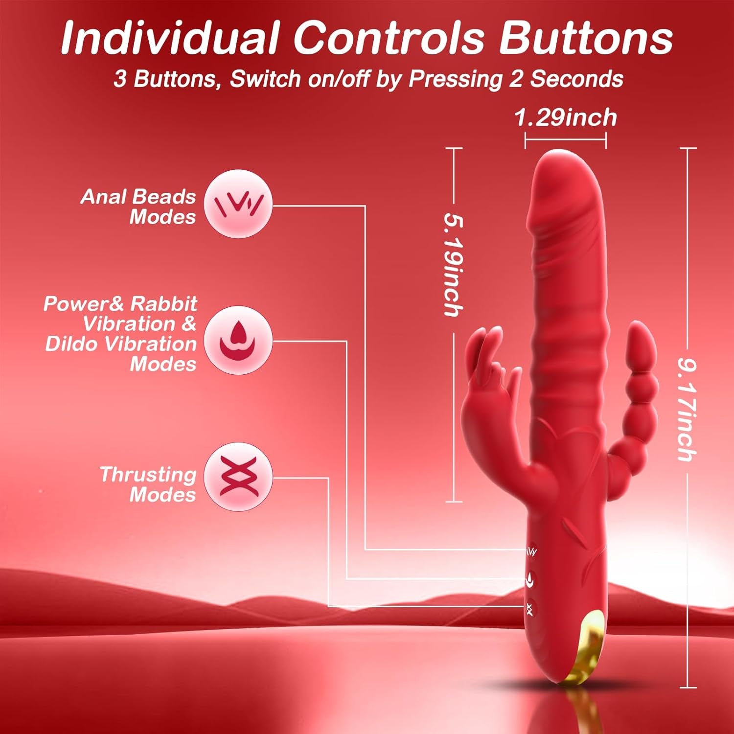 QuadraCore 4 - in - 1 Thrusting Rabbit Vibrator 3 Thrust 10 Modes - SinfulX - 