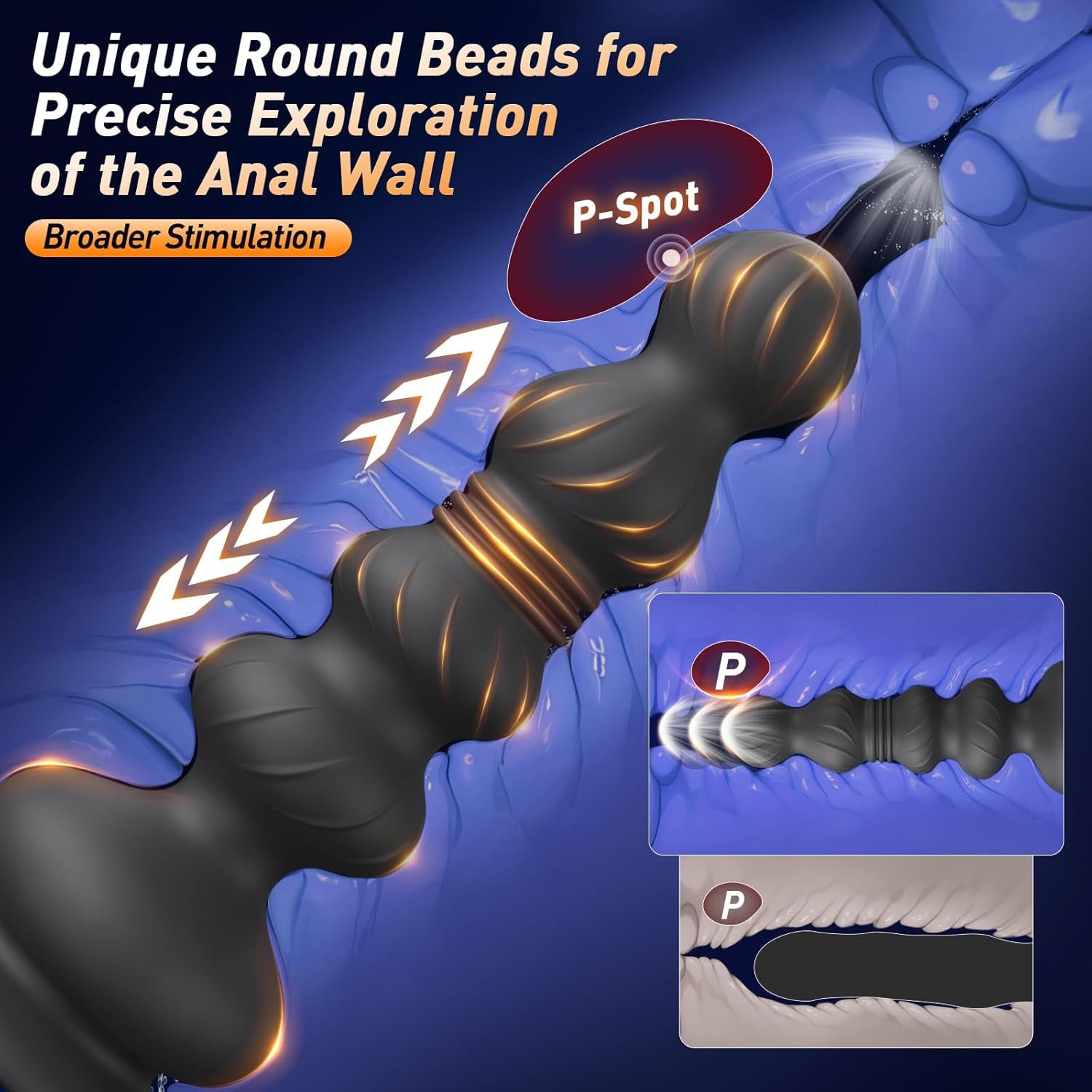 Thrusting Anal Beads Prostate Massager, Anal Vibrator Anal Toys Butt Plug 10 Vibrating Thrusting Anal Plug Male Sex Toys for Men Women Adult Toys Gradual Bead Anal Trainer App (Grey) - SinfulX - 