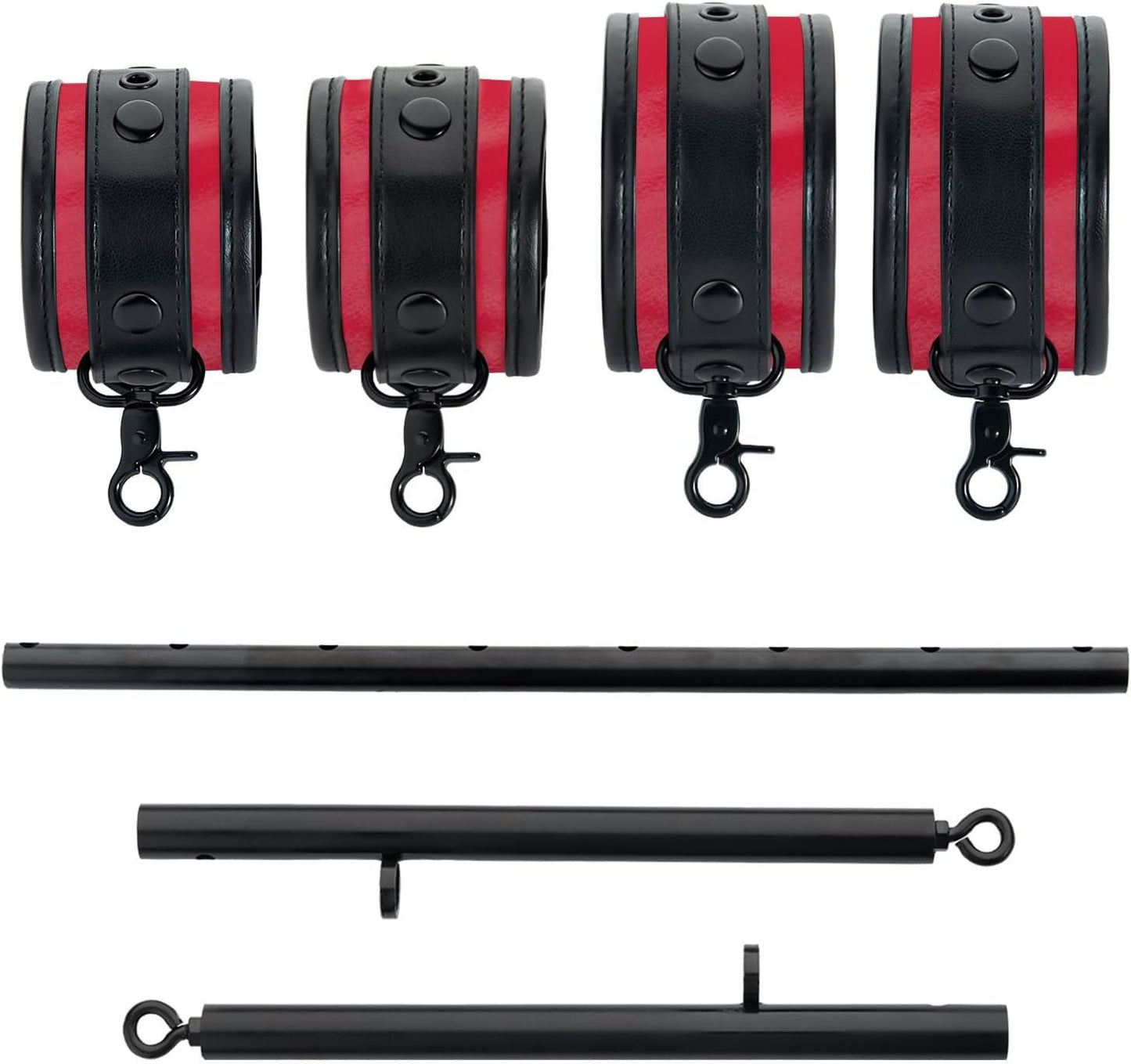 Spreader Bar Heavy Duty Stainless Steel Swiveling Bar with 4 Pcs PU Cushioned Home Gym Equipment Straps for Yoga, Pilates, Fitness Training and More. - SinfulX - 