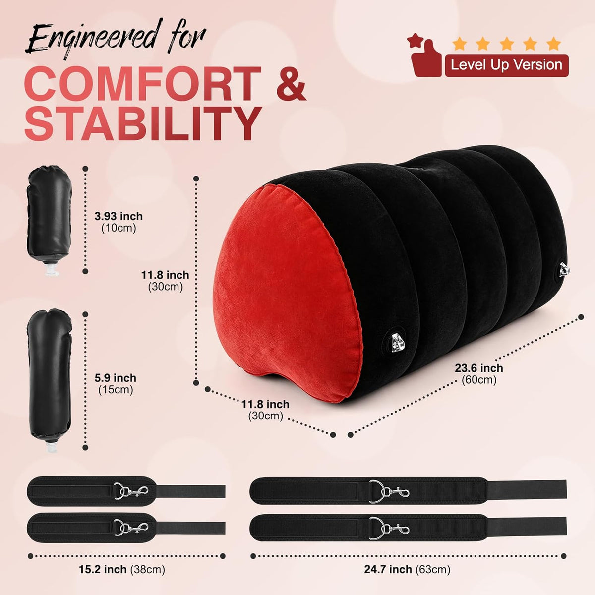 HeartBound Inflatable Sex Position Pillow BDSM Kit - SinfulX -