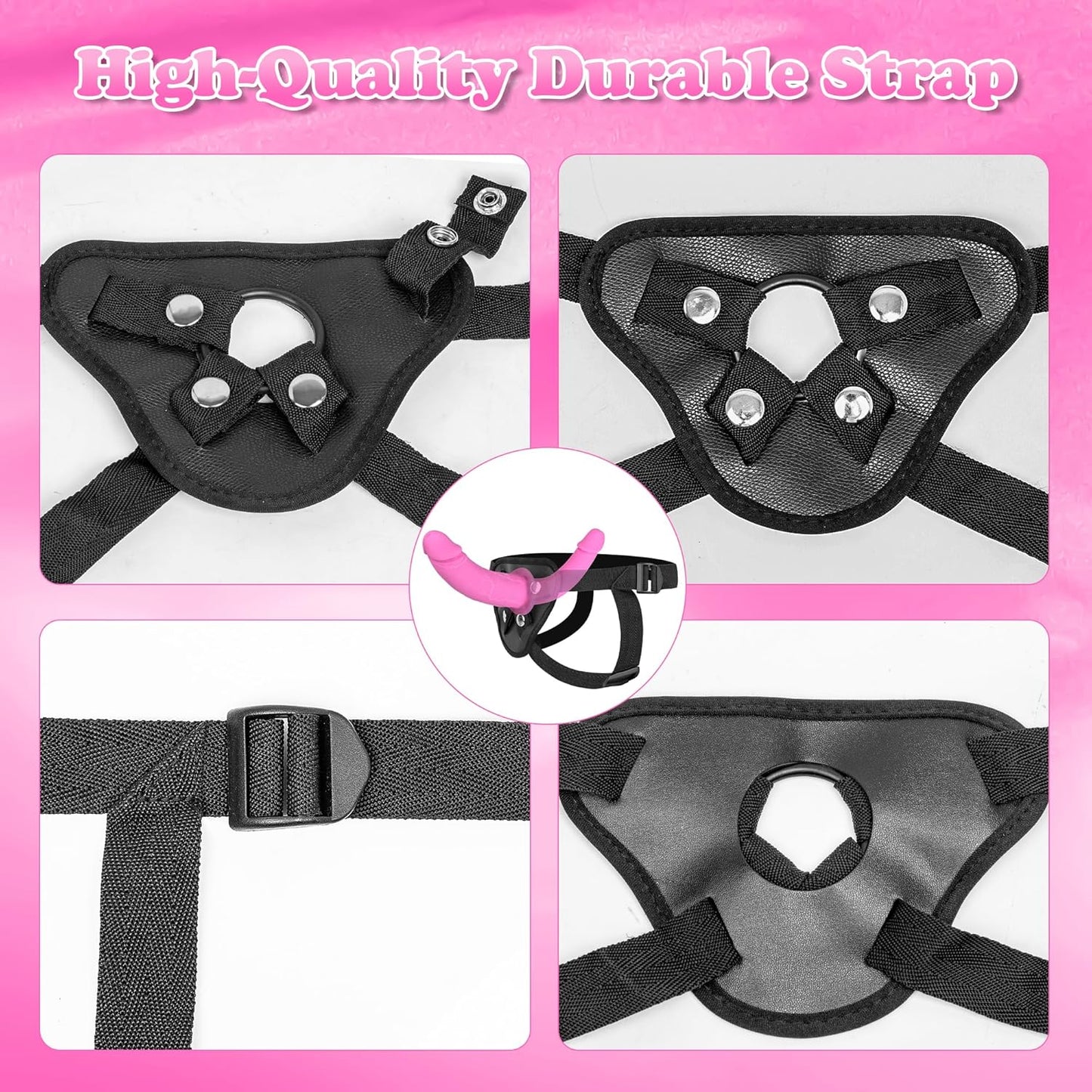 Strap on Dildo Womens Sex Toys - Double Ended Dildo Flesh Silicone Fantasy Dildo Long Dildos Strap on Harness Big Anal Dildos Female Sex Toy Adult Toys for Women（Pink - SinfulX - 