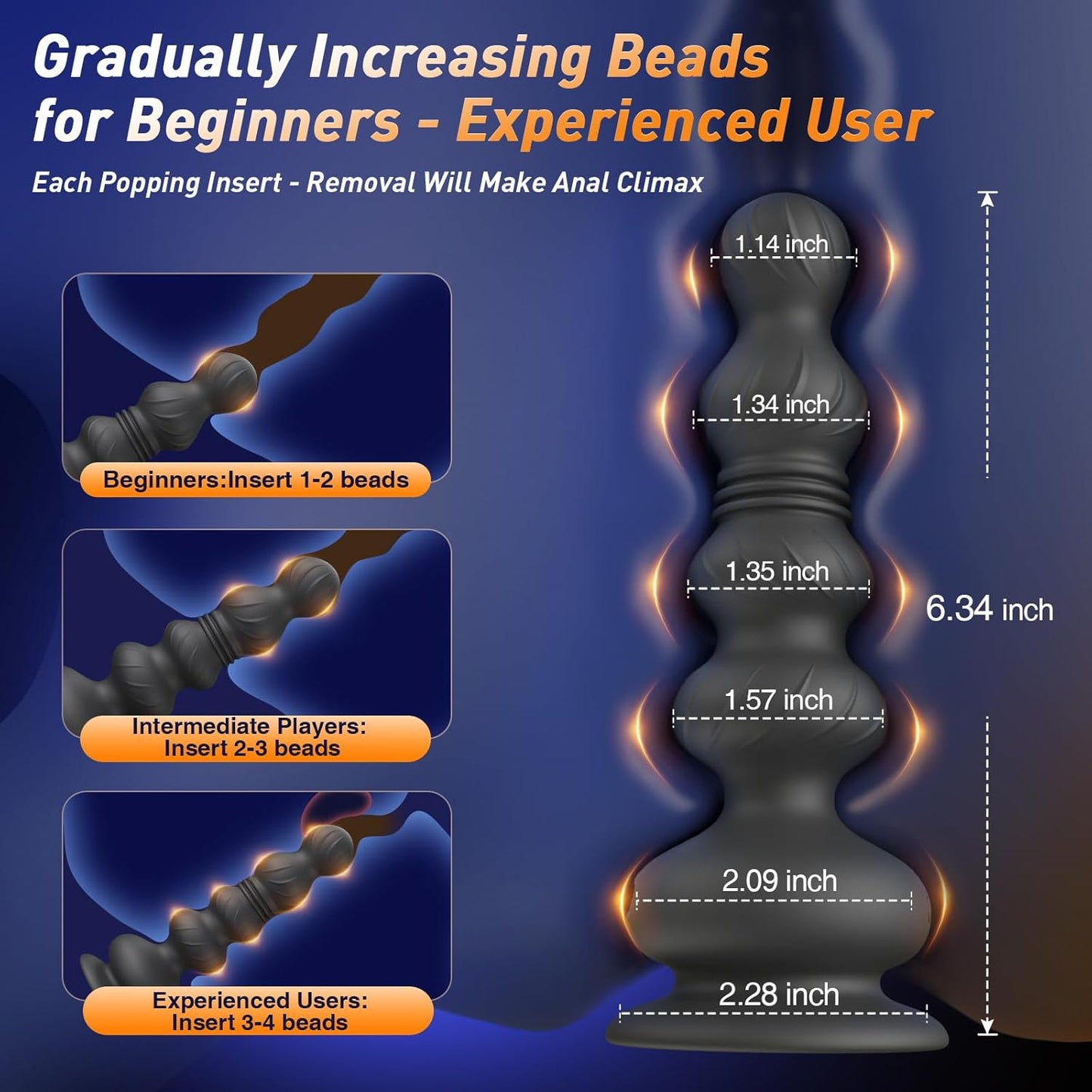 Thrusting Anal Beads Prostate Massager, Anal Vibrator Anal Toys Butt Plug 10 Vibrating Thrusting Anal Plug Male Sex Toys for Men Women Adult Toys Gradual Bead Anal Trainer App (Grey) - SinfulX - 