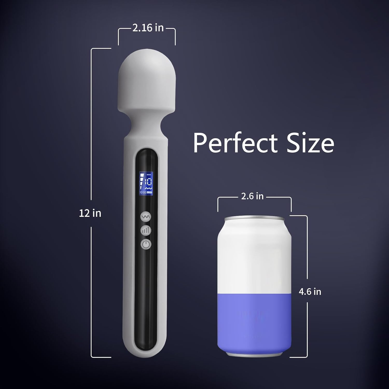SteelAura 12" Wand Vibrator LCD Display 10 Modes Waterproof - SinfulX - Personal Care > Sexual Wellness > Wand Vibrator
