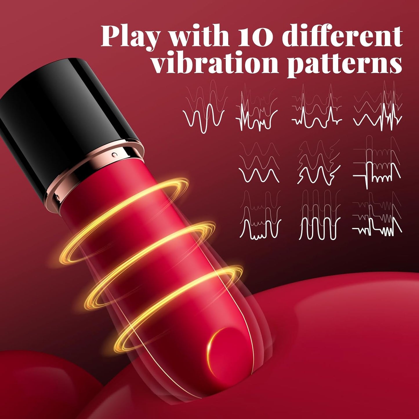 Lipstick Bullet Vibrator Adult Sex Toys, 10 Powerful Vibrations, Mini for Clitoral Stimulation, Rechargeable & Discreet Electric Massagers, Waterproof Portable Rose Toys & Games
