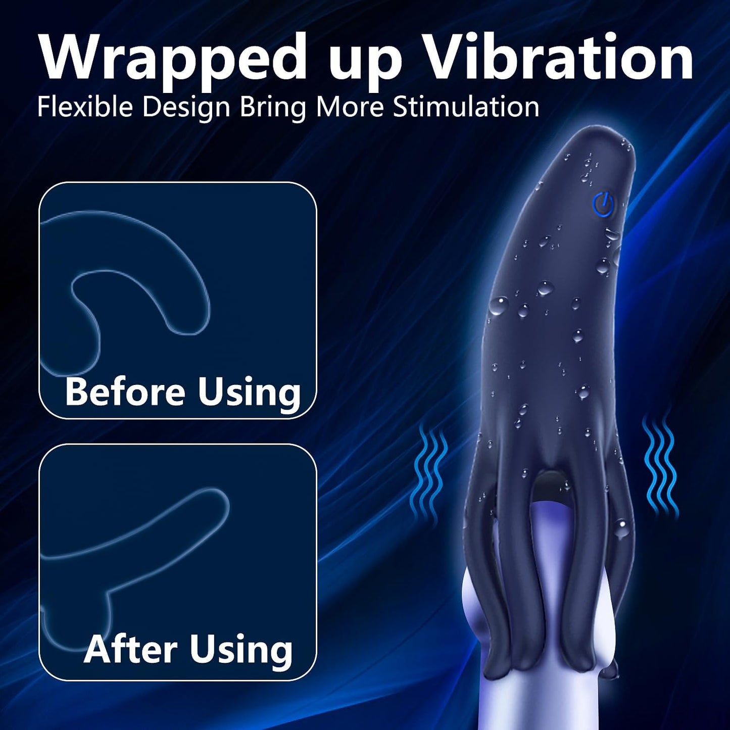 Male Penis Vibrator Sex Toys, Male Masturbator with 10 Vibrating Modes, 6 Tentacles 360° Wrapping Vibrating for Penis Glans Clit Nipple Stimulation, Adult Sex Toy for Men Women Couples - SinfulX - 