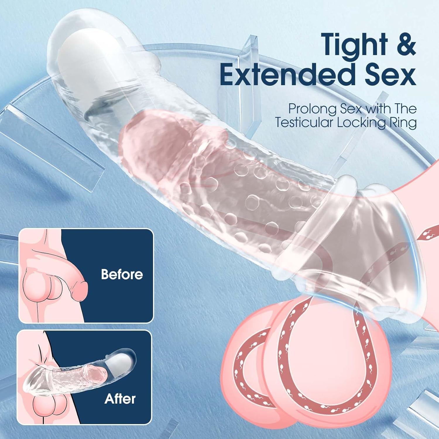 VibeX 4 - in - 1 transparent Vibrating Penis Sleeve - SinfulX - 