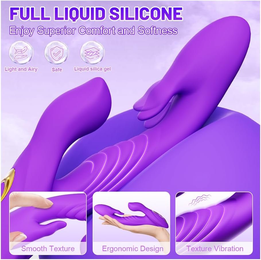 G Spot Tongue Vibrator,Rabbit Sex Toys for Licking Clitoris Stimulation with 10 Tongue Licking & Flapping Vibrating Mode, Rechargeable Waterproof Thrusting Dildo Adult Sex Toys for Women Couple Fun - SinfulX - 