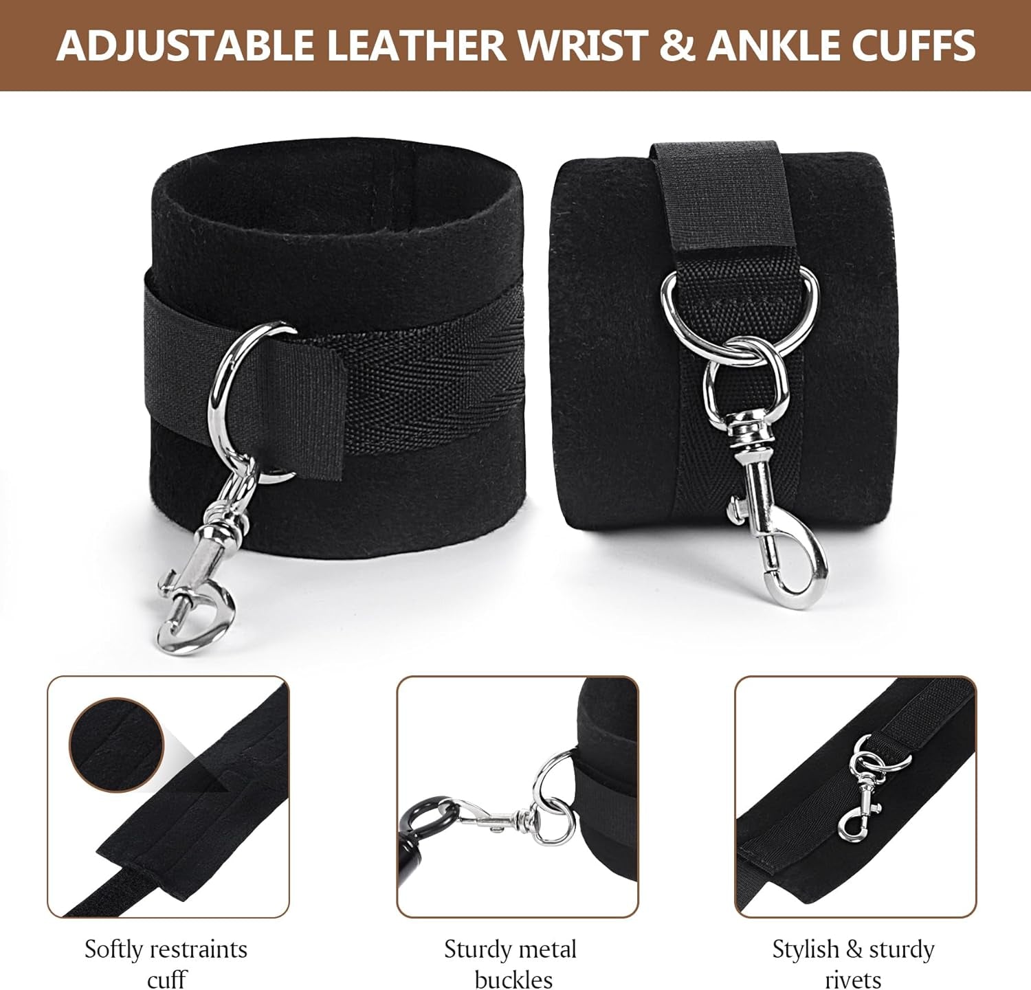 BDSM Spreader Bar Couples Sex Toys, Bondage Restraints with Adjustable Handcuffs, Adjustable BDSM Sex Bar Toys Detachable, Bondage Set Adult Sex Toy for Couple - SinfulX - 