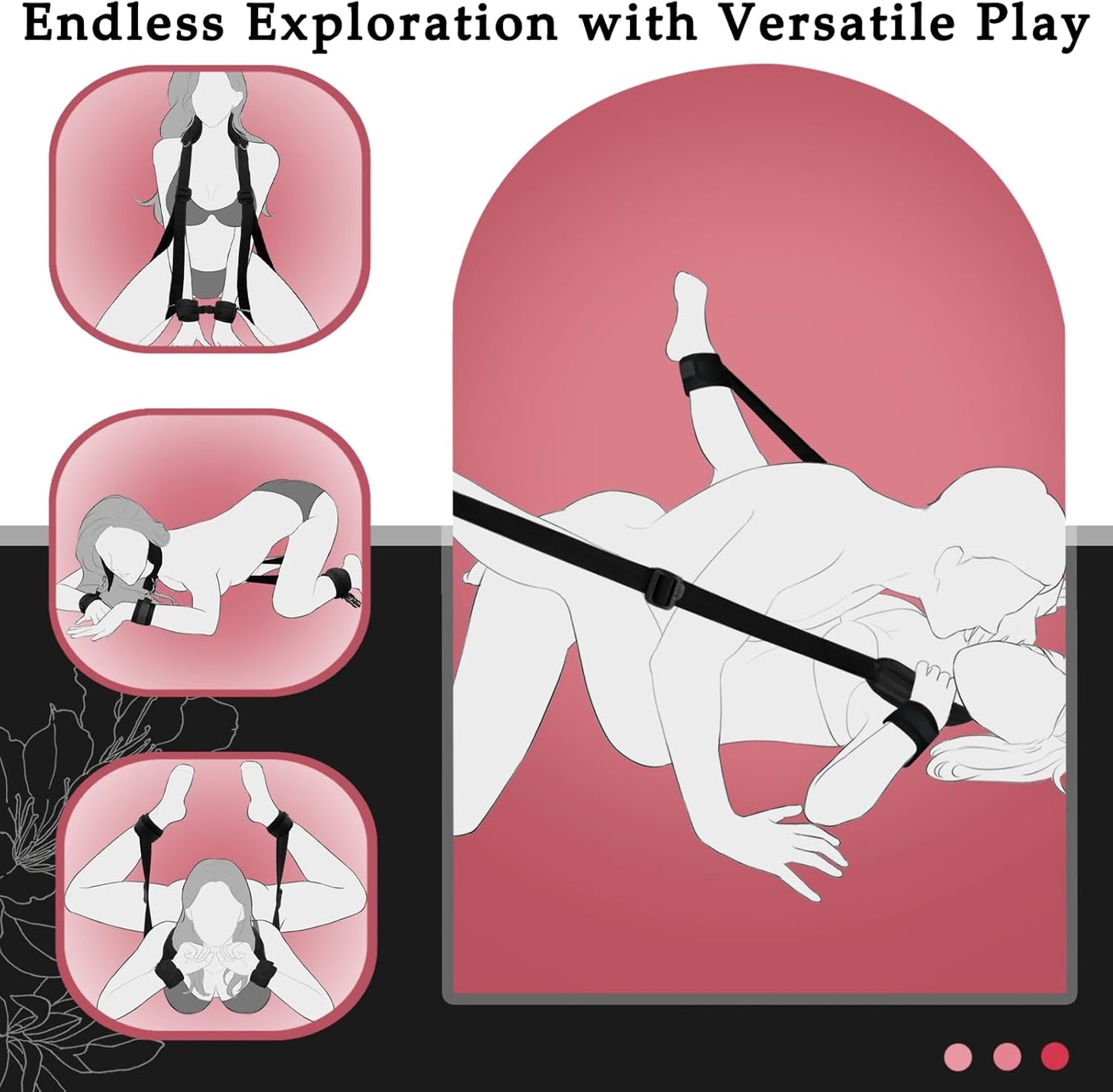 Sex Bondage Restraints BDSM Ankle Restraints Lock Adjustable Neck to Thigh/Ankle Cuffs Sex Straps Bed Restraints Sex Sling Sex Toys Couples Game Play