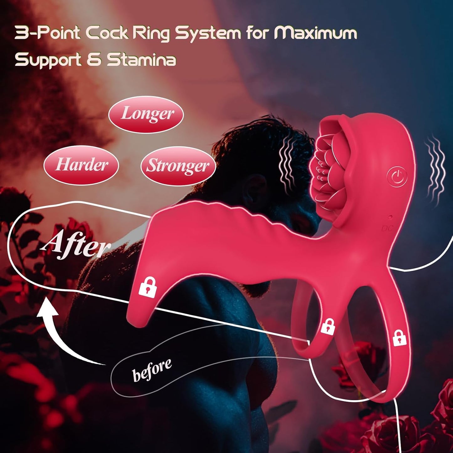 TriLock Cock Ring Extender Clit G - Spot Vibrator 9 Modes - SinfulX - Personal Care > Sexual Wellness > Couples Cock Ring