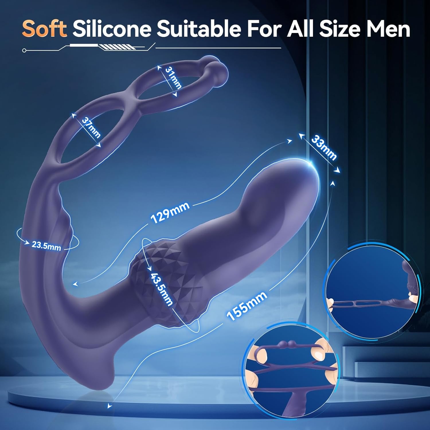 ThrustCore Thrusting Prostate Massager Cock Ring 7 Modes Remote Waterproof - SinfulX - Personal Care > Sexual Wellness > Prostate Massager Cock Ring