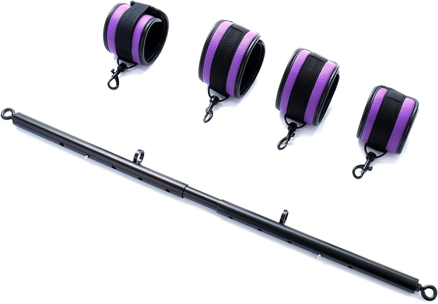 Spreader Bar Expandable Exercise Stainless Steel with 4 Pcs Fur Adjustable Strap, Yoga Training Fitness Gear, Workout Bar,Sports Gym Kit - SinfulX - 