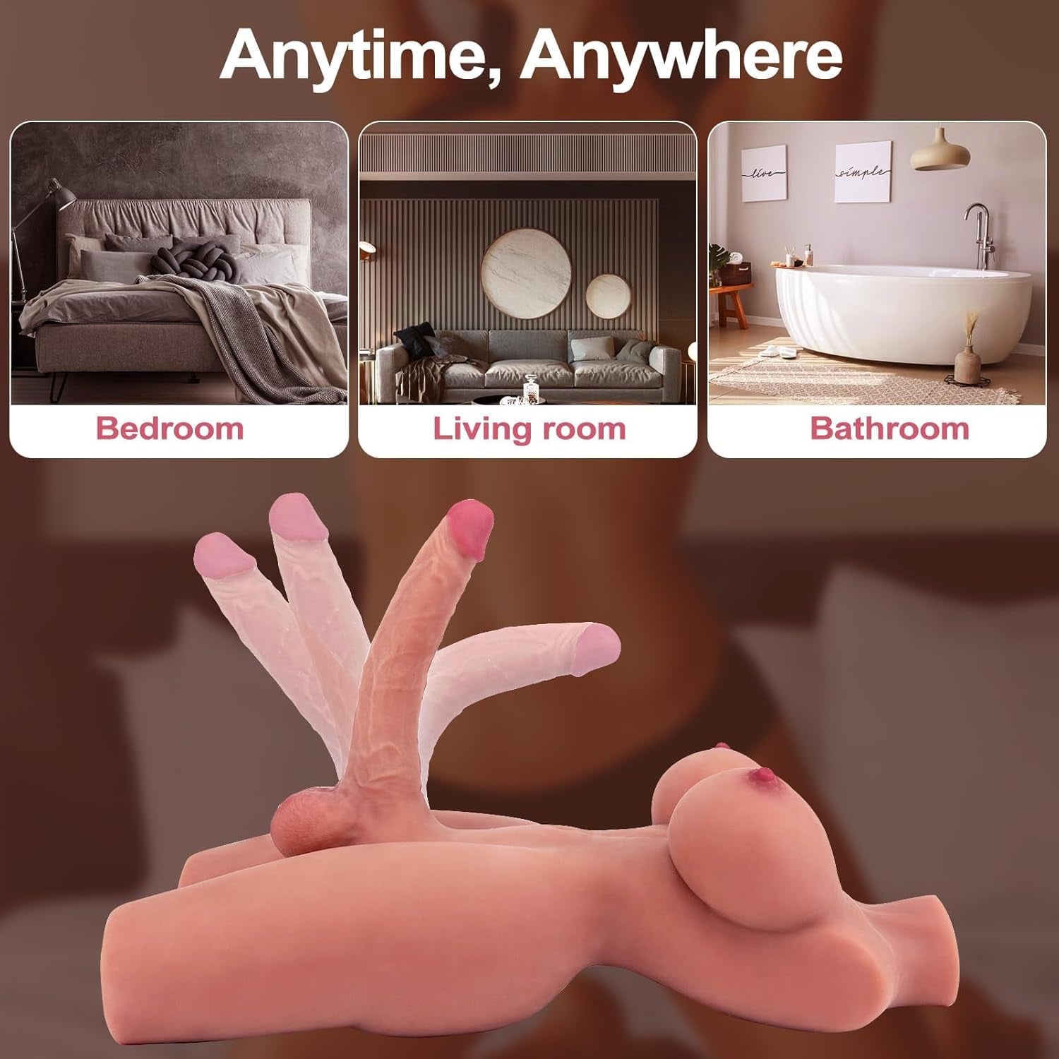 Shemale Sex Doll Torso Dildo - Male Sex Toy with Flexible for Women, Breasts and Anal, Unisex Love Doll for Men Gay Couple, Transsexual Torso Toy with Huge Dildo - SinfulX - 