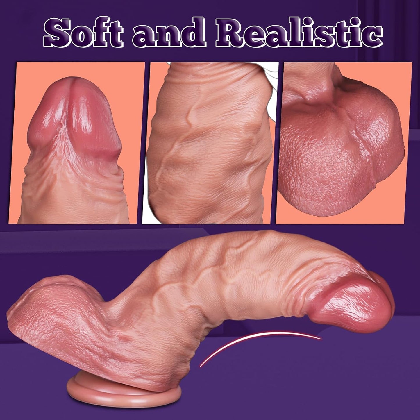 12 Inch Huge Dildo – 3.4'' Diameter XXXL Realistic Giant Dildos, Thick and Long Big Dildo for Women, Silicone Suction Cup Sex Toy for Anal Play, Adult Sex Toys for Ultimate Pleasure - SinfulX - 
