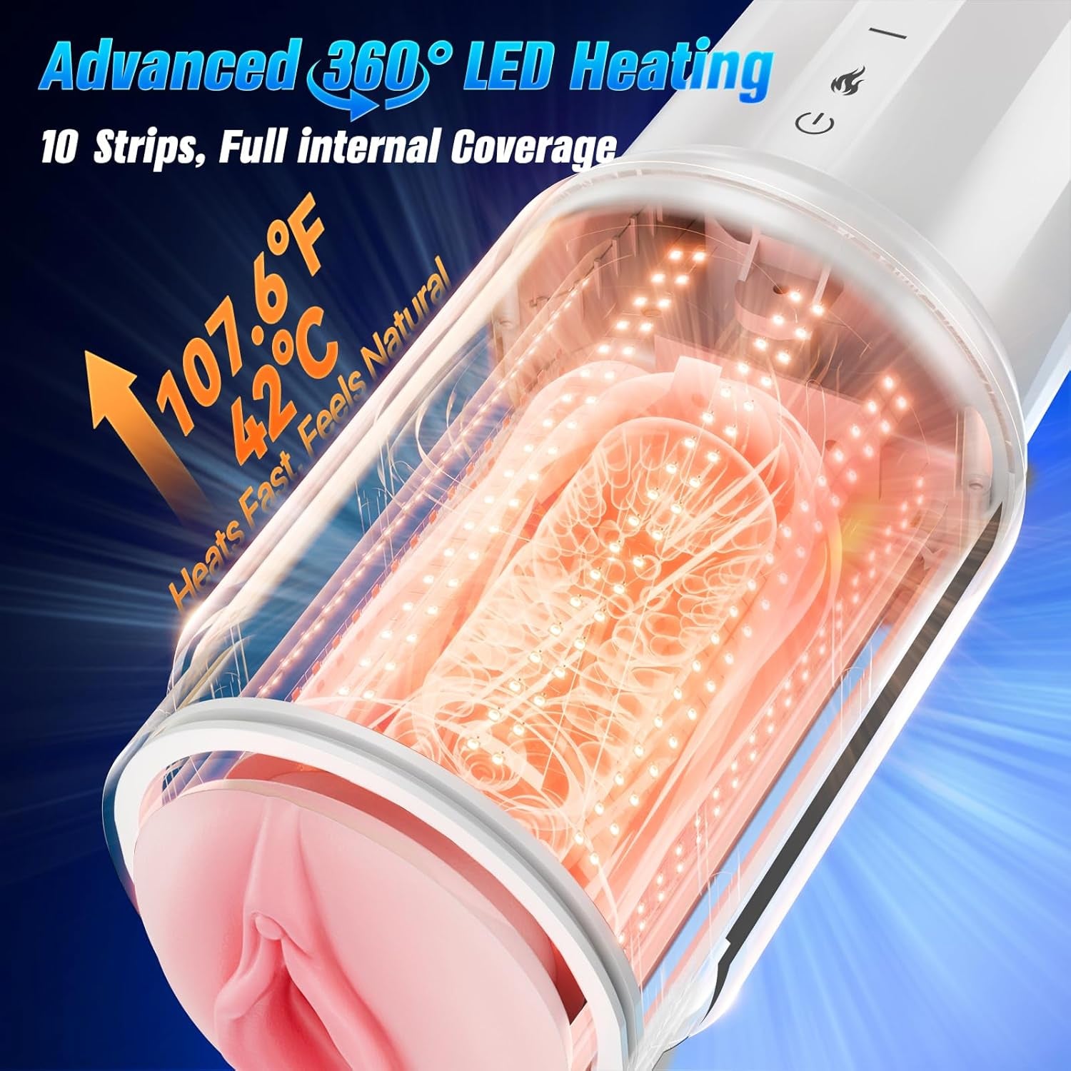 Male Masturbator Sex Toys for Men Penis Pump with APP Control – Thrusting Stroker with 360° Heating, 5 - Speed Smooth Motion Blowjob Men’S Sex Toy, Silent Brushless Motor, 3D Sleeve Erotic Massage Kits - SinfulX - 