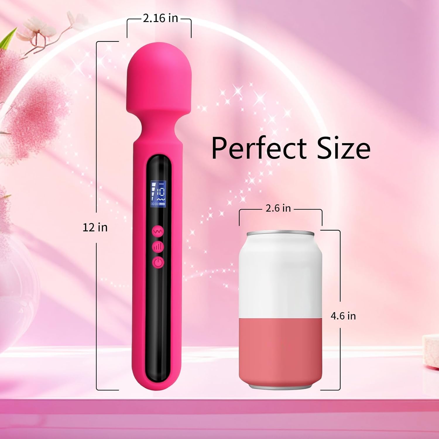 RoseCommand 12" Wand Vibrator LCD Display 10 Modes Waterproof - SinfulX - Personal Care > Sexual Wellness > Wand Vibrator