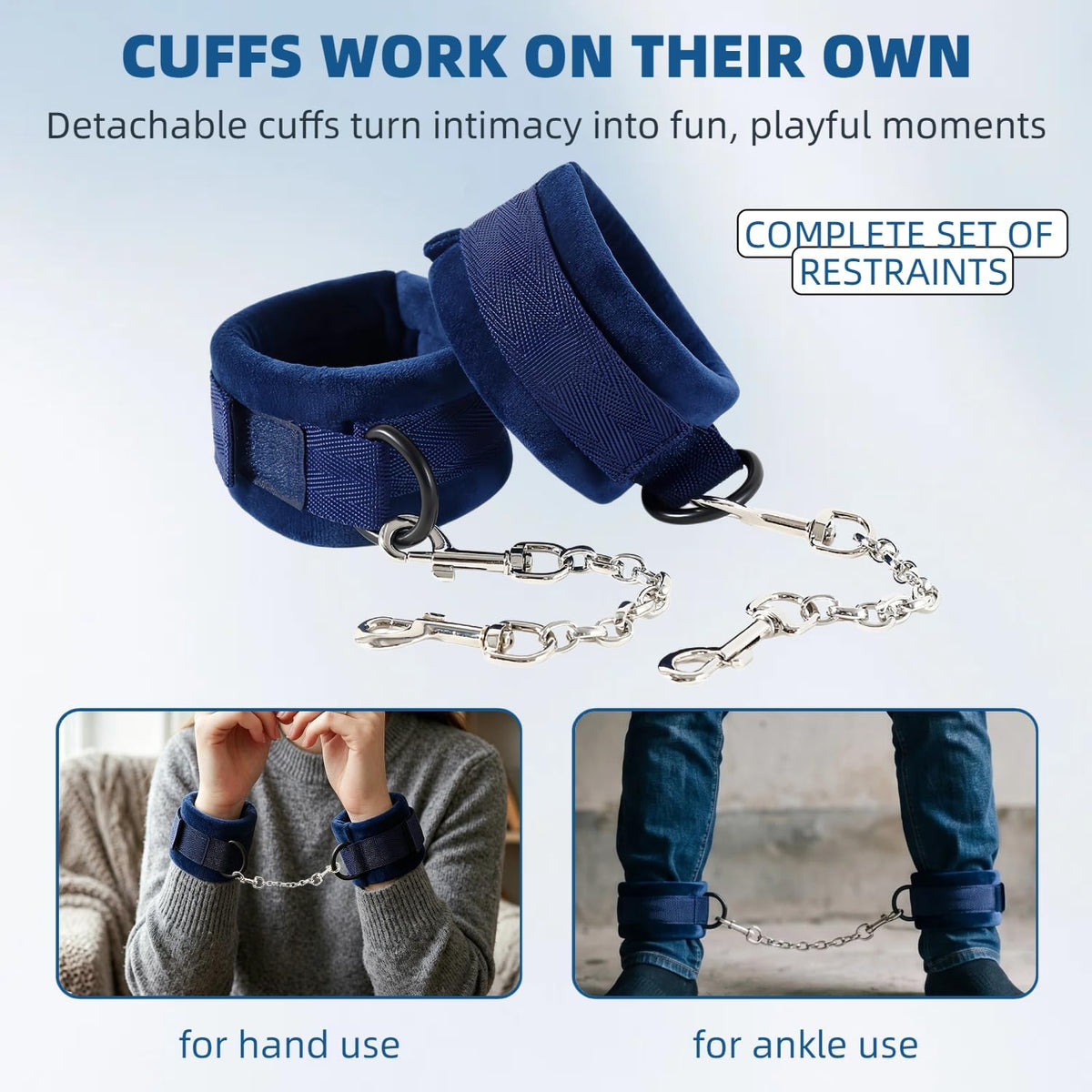 AzureRise Sex Position Pillow & BDSM Handcuffs | Blue - SinfulX -