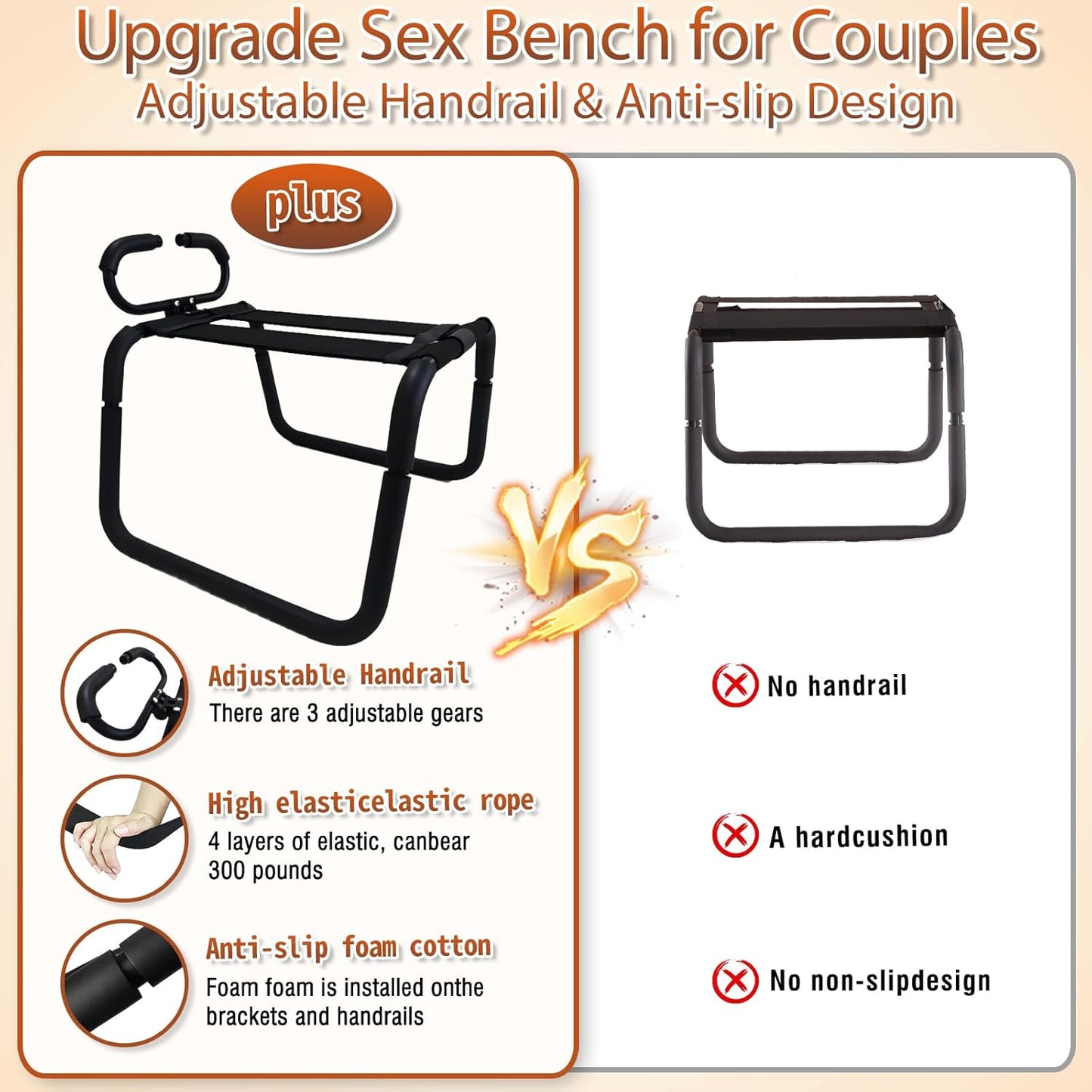 Multifunctional Sex Position Enhancer Chair BDSM Toy Sex Bench with with Adjustable Handrail & Bouncing Mount Seat, Weightless Riding Sex Stool for Couples Adult Novelty Sex Toys - SinfulX - 