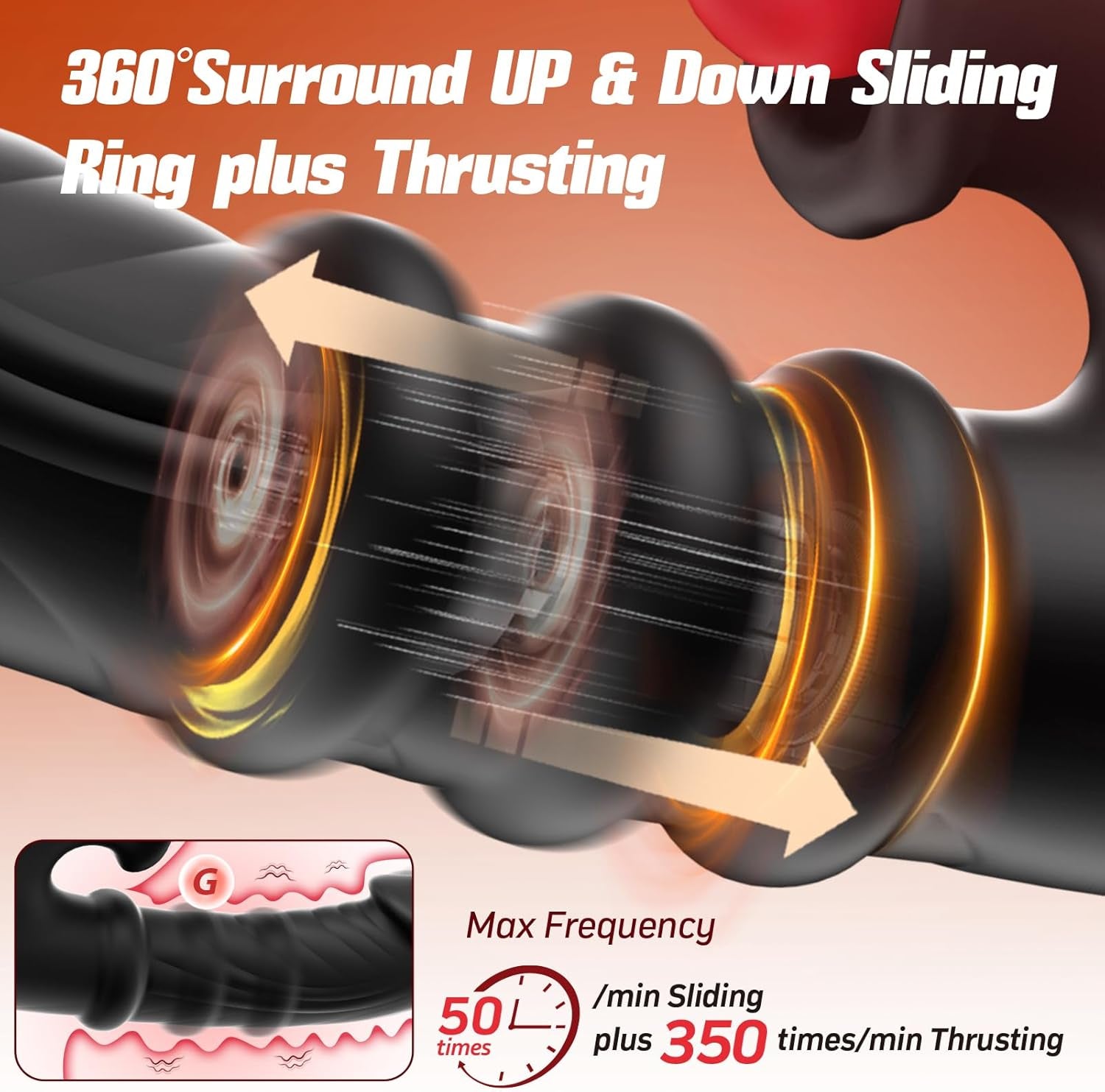 Black Sex Toy for Women Vibrators,  Adult Toys Rabbit Vibrator G Spot Dildos with Sliding Ring 7 Thrusting Realistic Dildo & 10 Tongue Licking Vibrating Modes, AI Sync for Womens Couples Games