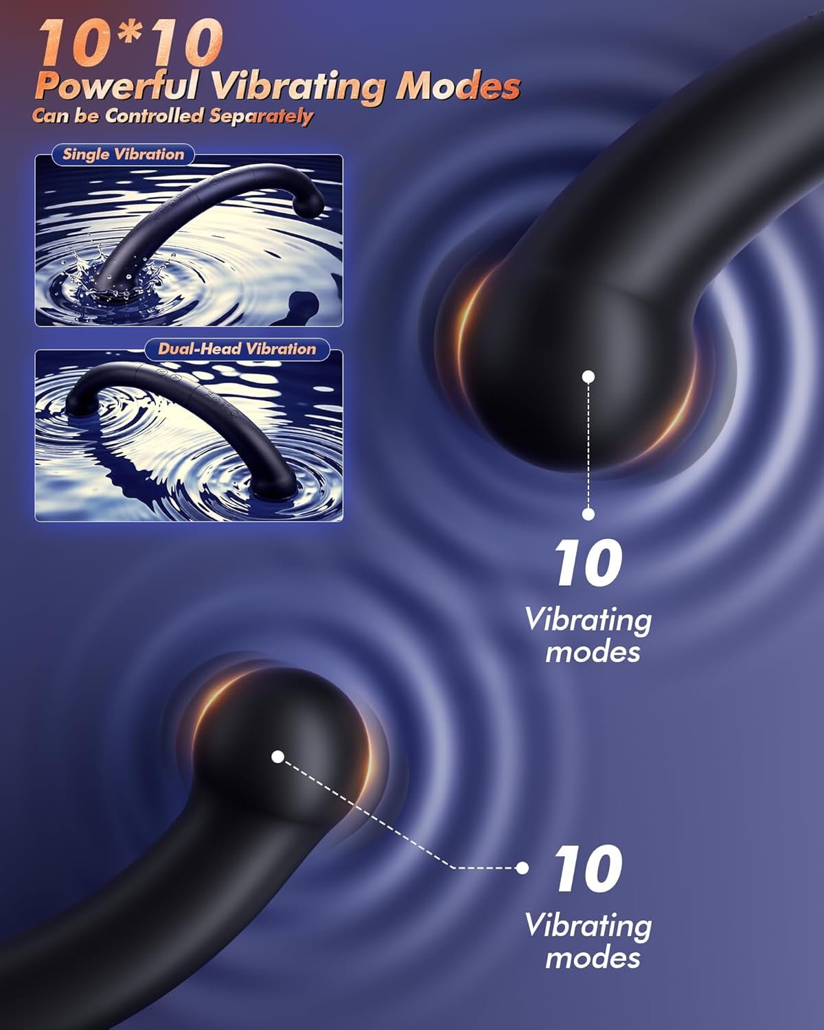 Vibrating Prostate Massager Stick, Butt Plug Adult Anal Toys Male Sex Toys for Men Beginner Experienced User Women Sex Toy with 10 Vibrating Anal Vibrator Plug G Sopt Dildo Wand for Couples - SinfulX - 
