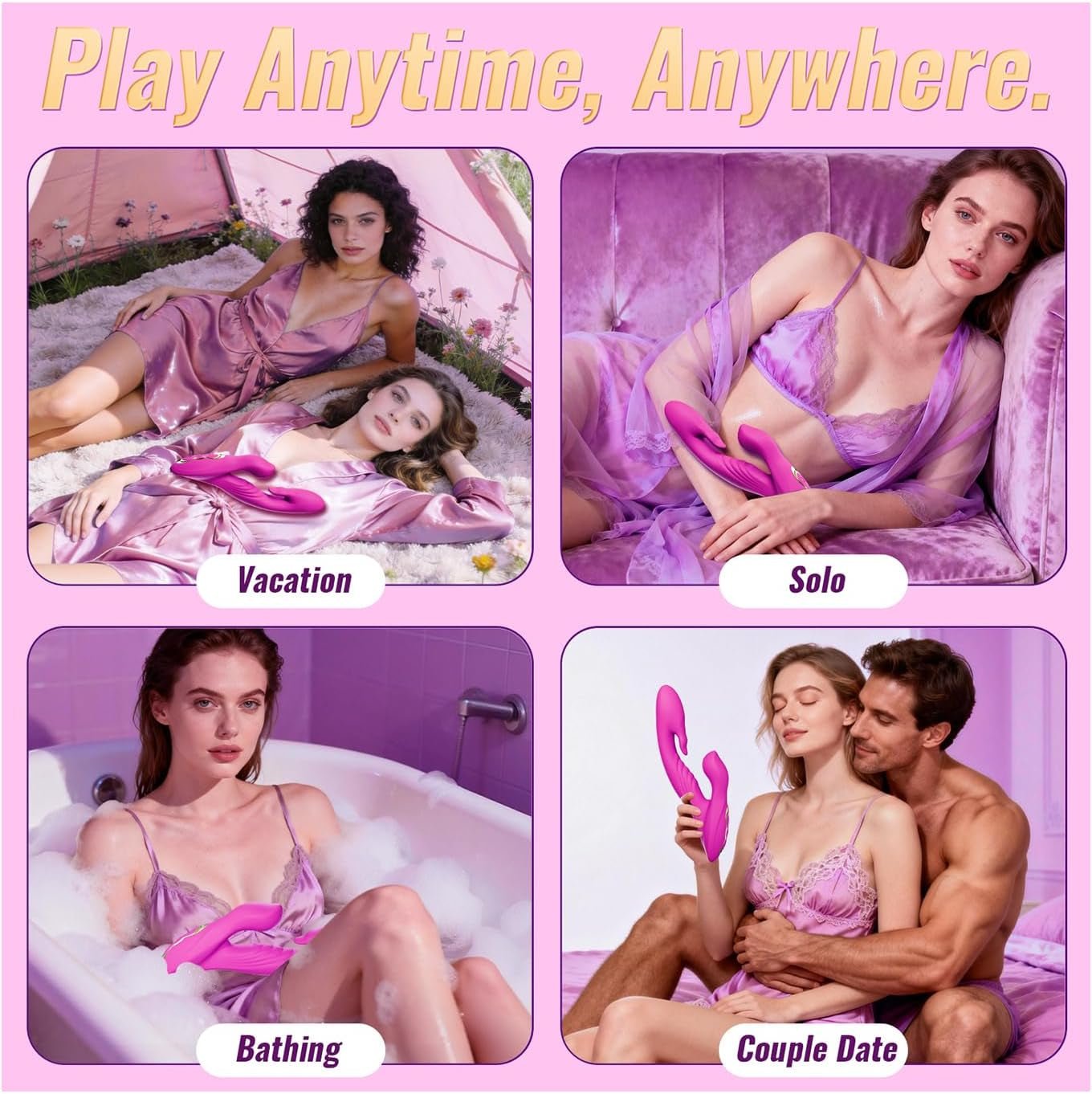 Tongue Vibrator Dildo Sex Toys, Rabbit Vibrator for Licking Clitoris Stimulation with 10 Tongue Licking & Flapping Vibrating Mode, Soft Thrusting Dildo Adult Toys Rose Toy for Couple Women Games - SinfulX - 