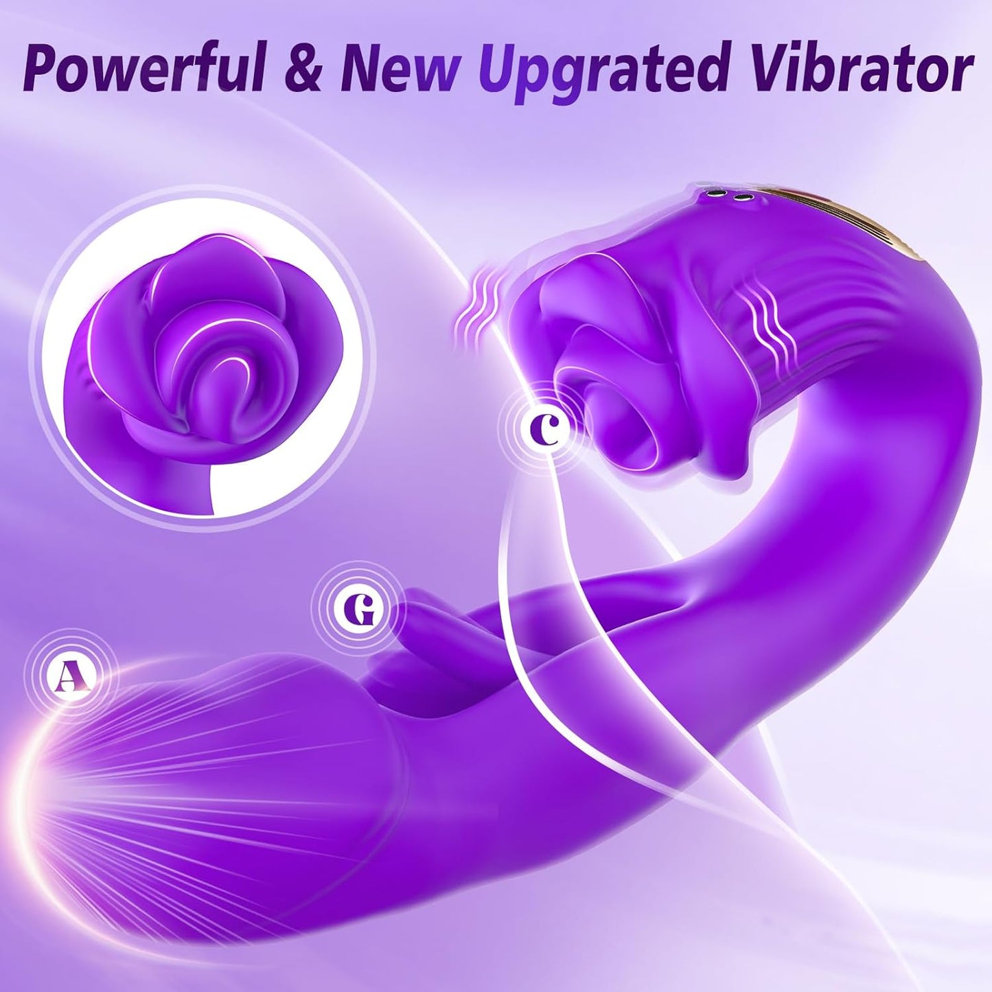Vibrator Rabbit Dildos Sex Toys for Women  G Spot Vibrator Finger Massager with 9 Vibration & Flapping, Rose Clitoral Anal Nipple Stimulator, 3 in 1 Adult Sex Toys for Female Couple Games